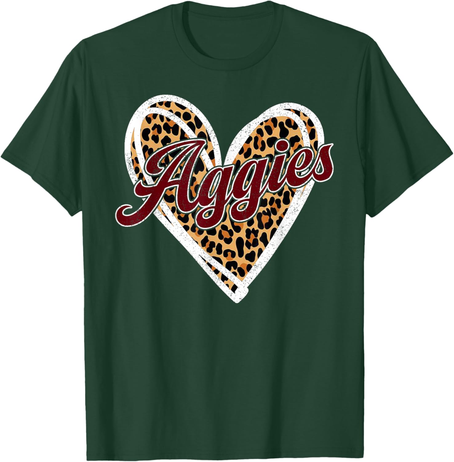 Aggies Love Leopard Heart T-Shirt - T-Shirt | Forest