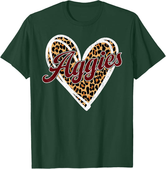 Aggies Love Leopard Heart T-Shirt - T-Shirt | Forest