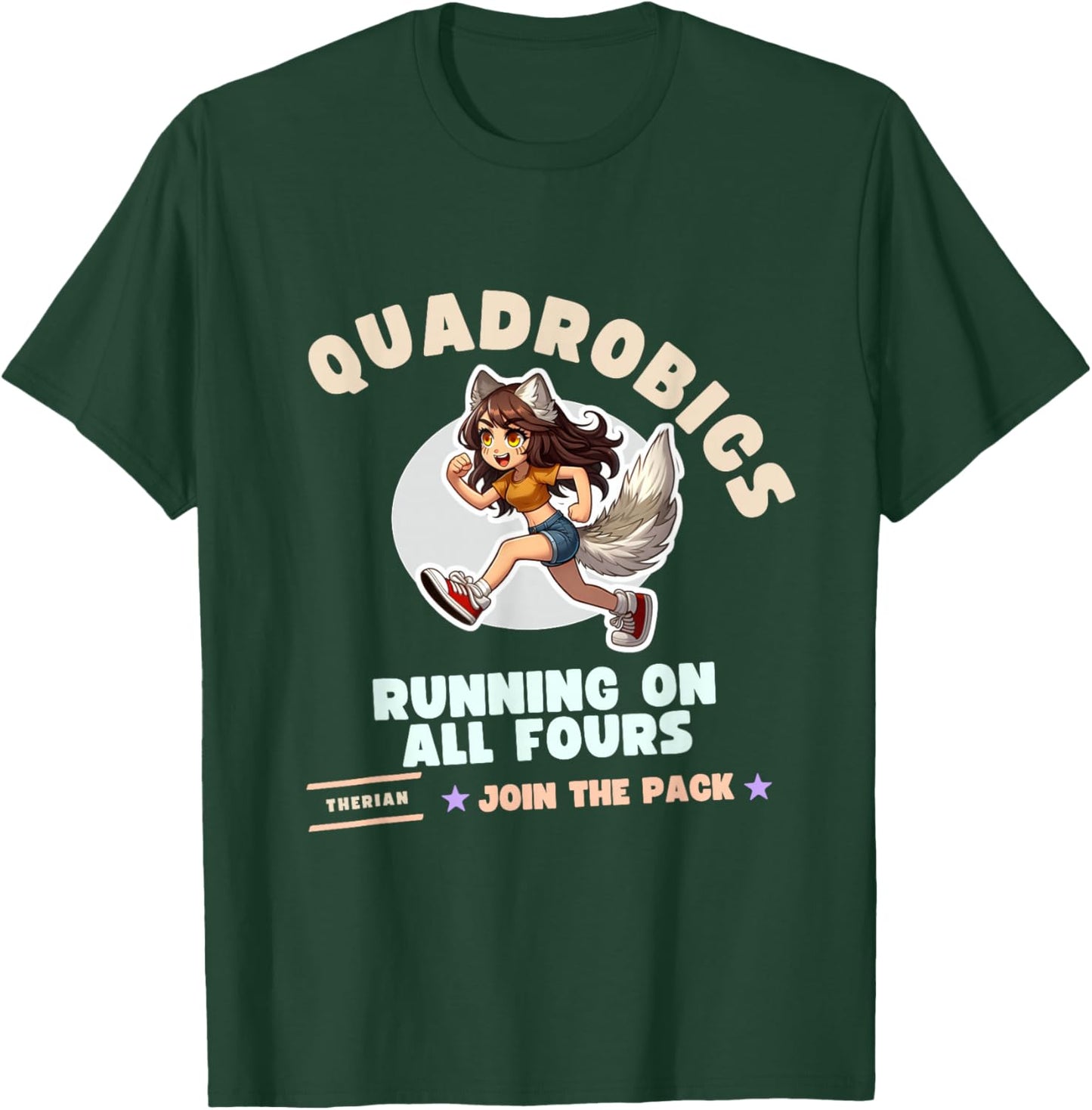 Quardrobics Therian Gear For Teen Tween Girl Fox Wolf Cat T-Shirt - T-Shirt | Forest