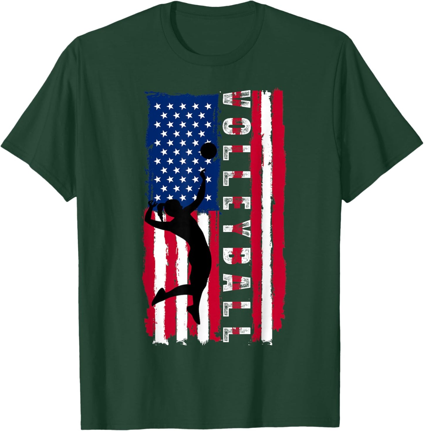 Patriotic Volleyball American USA Flag 4th of July Girl Teen T-Shirt - T-Shirt | Forest