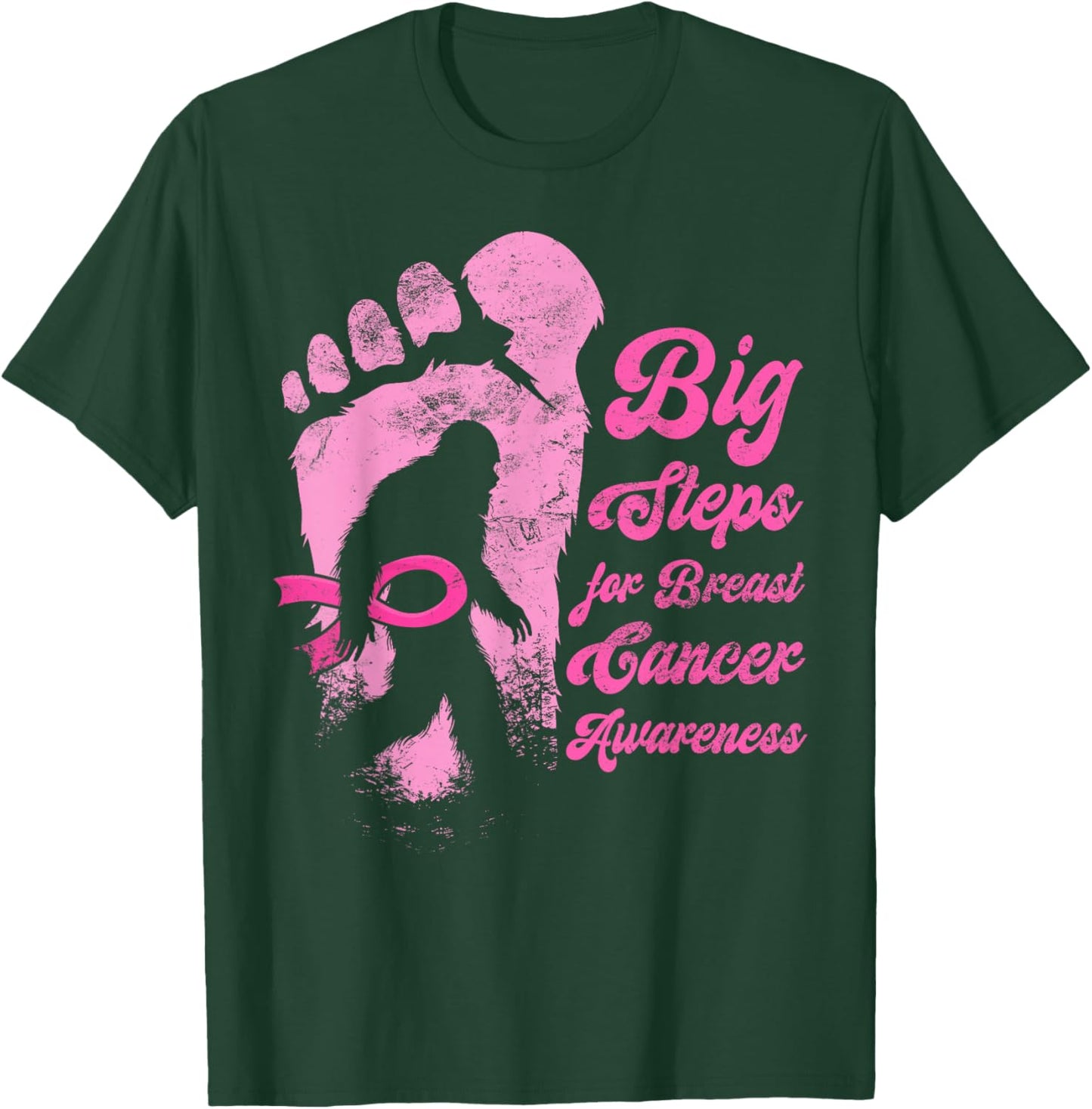 Funny Bigfoot Breast Cancer Awareness Sasquatch Pink Ribbon T-Shirt - T-Shirt | Forest