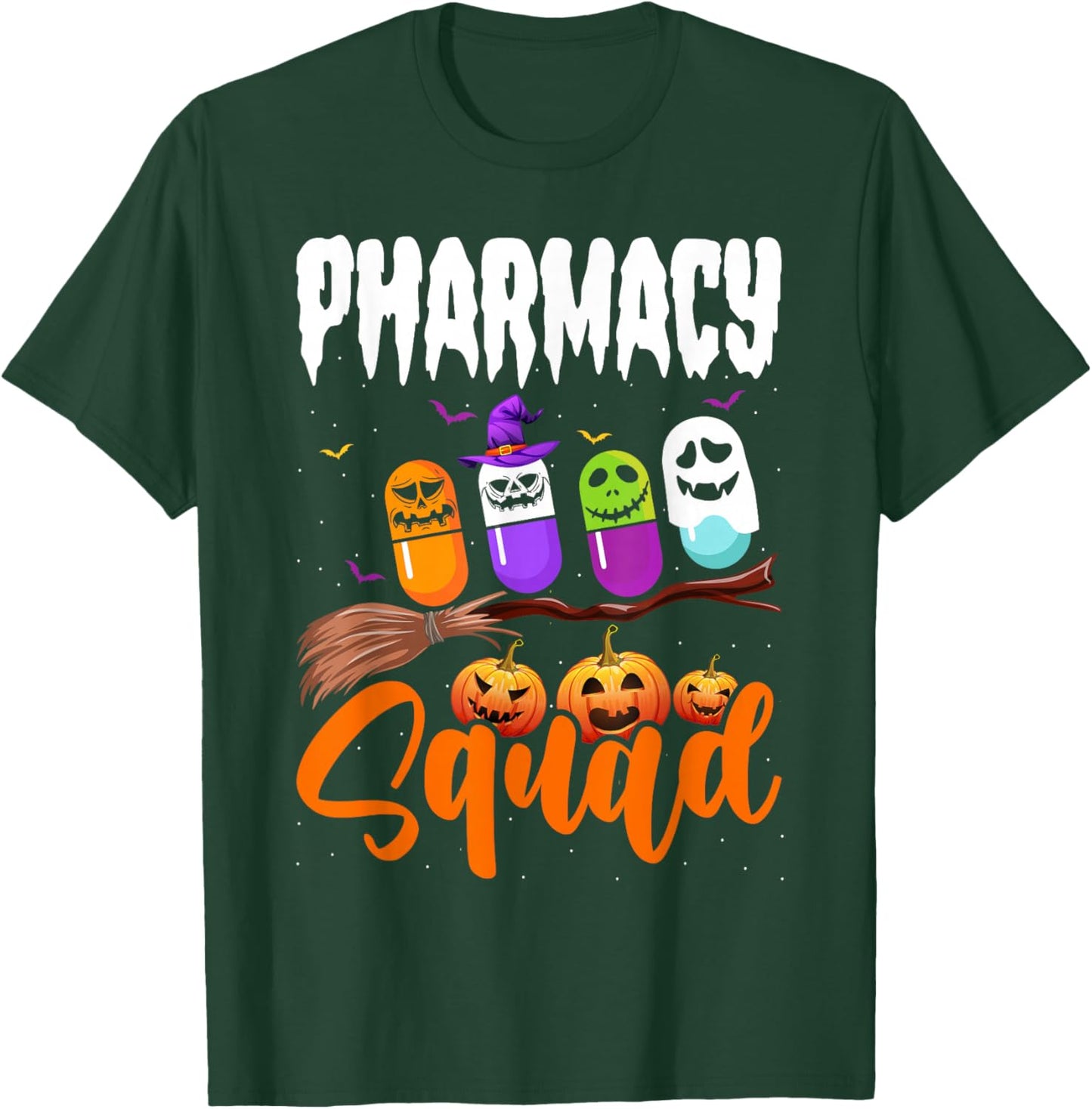 Funny Pills Pharmacy Squad Pharmacist Technician Halloween T-Shirt - T-Shirt | Forest