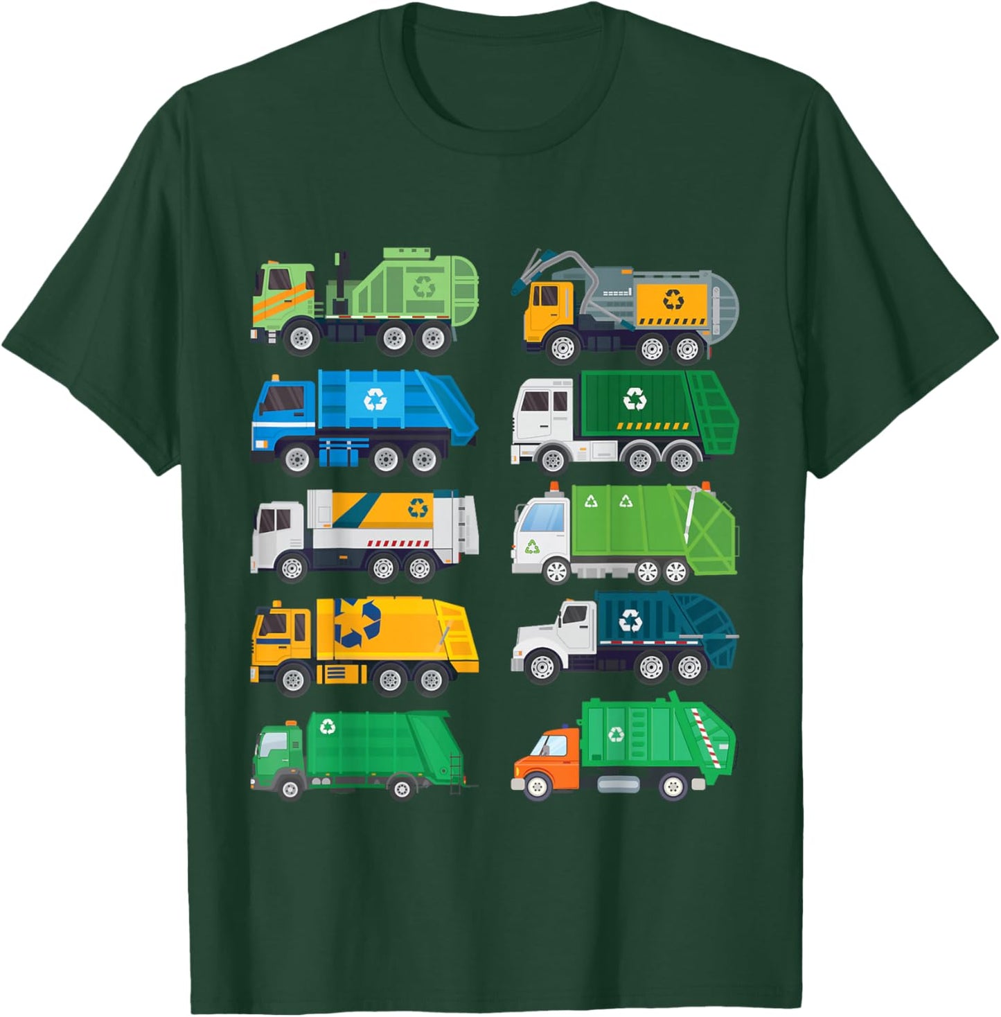 Garbage Truck Recycling Day Trash Waste Separation Trucks T-Shirt - T-Shirt | Forest