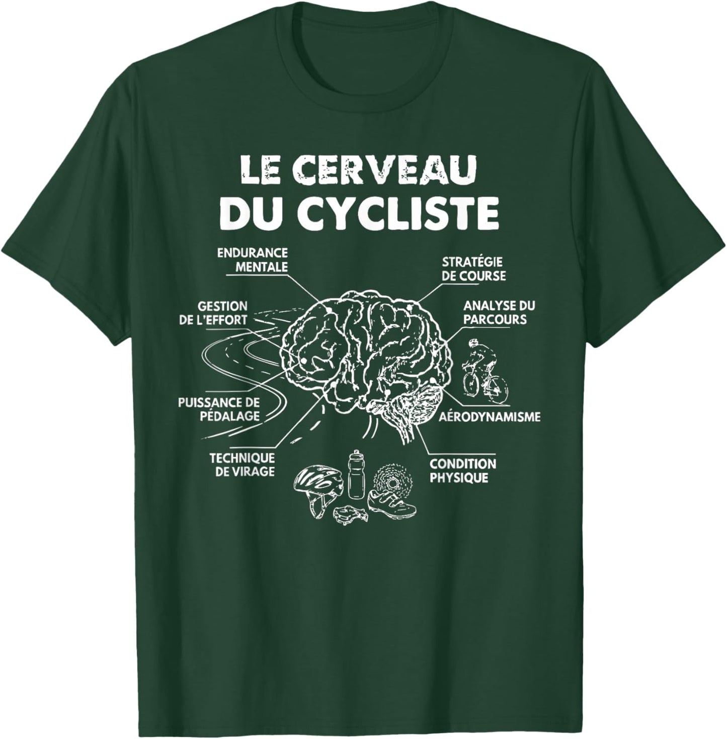 Brain Cycling Bike MTB Bike Cycling Bicycle Humor T-Shirt - T-Shirt | Forest