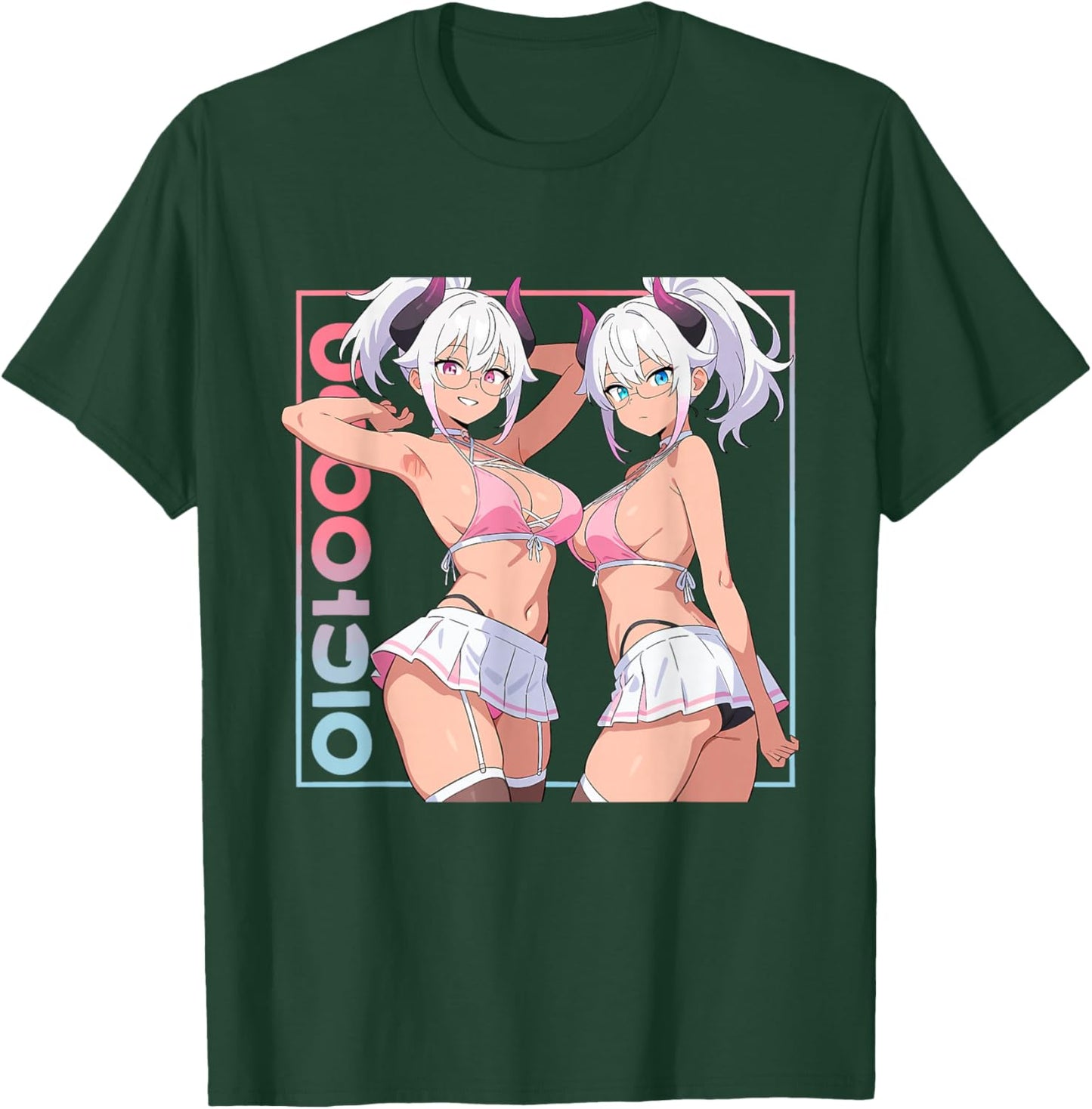 Waifu Sexy Anime Girl Horns Mini Skirt Japanese Retro Art T-Shirt - T-Shirt | Forest