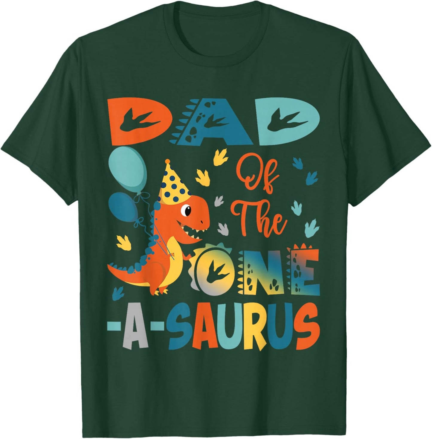 Dad Of The One-A-Saurus 2Nd Birthday Dinosaur Party T-Shirt - T-Shirt | Forest