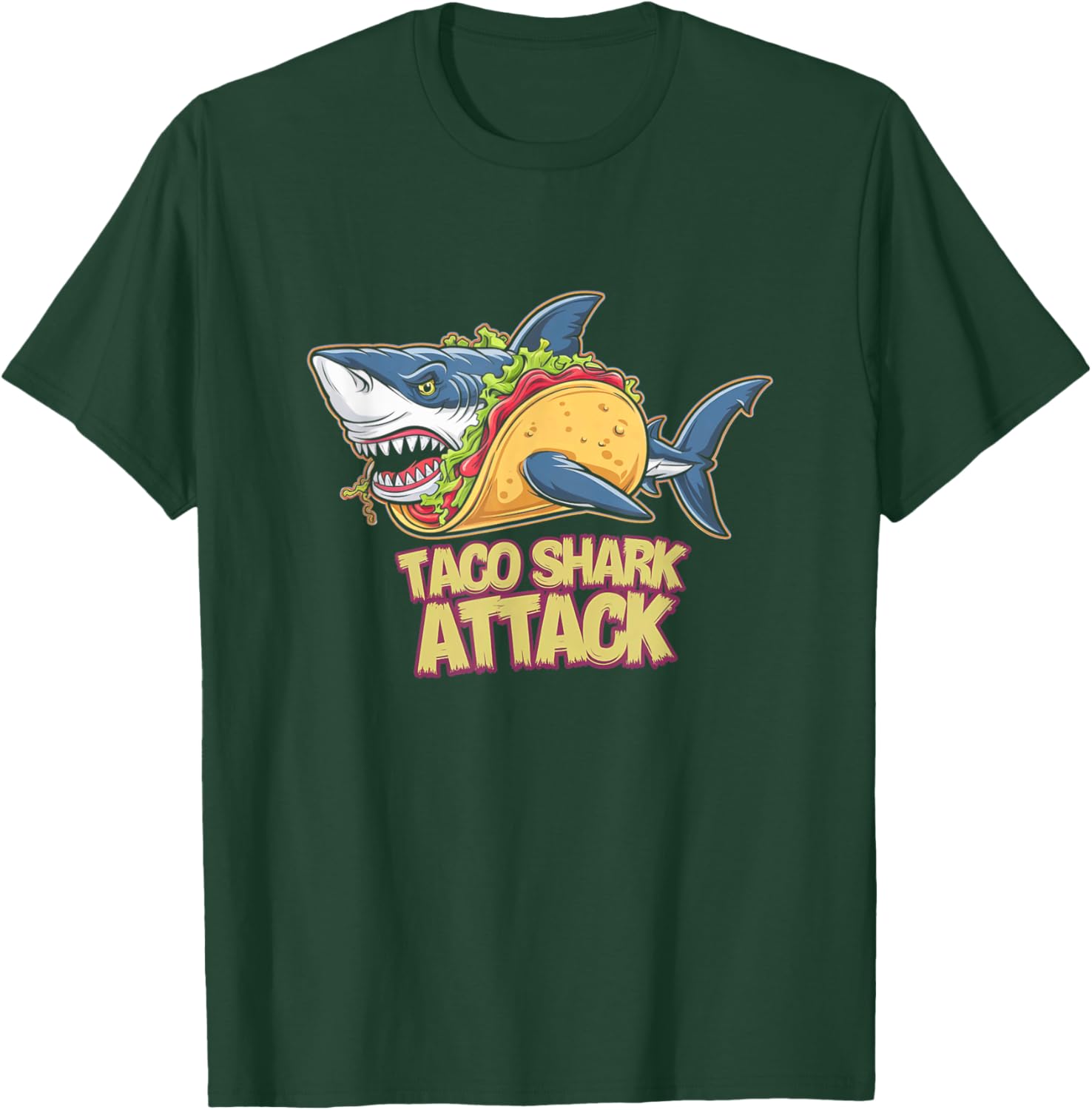 Taco Shark Attack Hilarious Food Pun T-Shirt - T-Shirt | Forest
