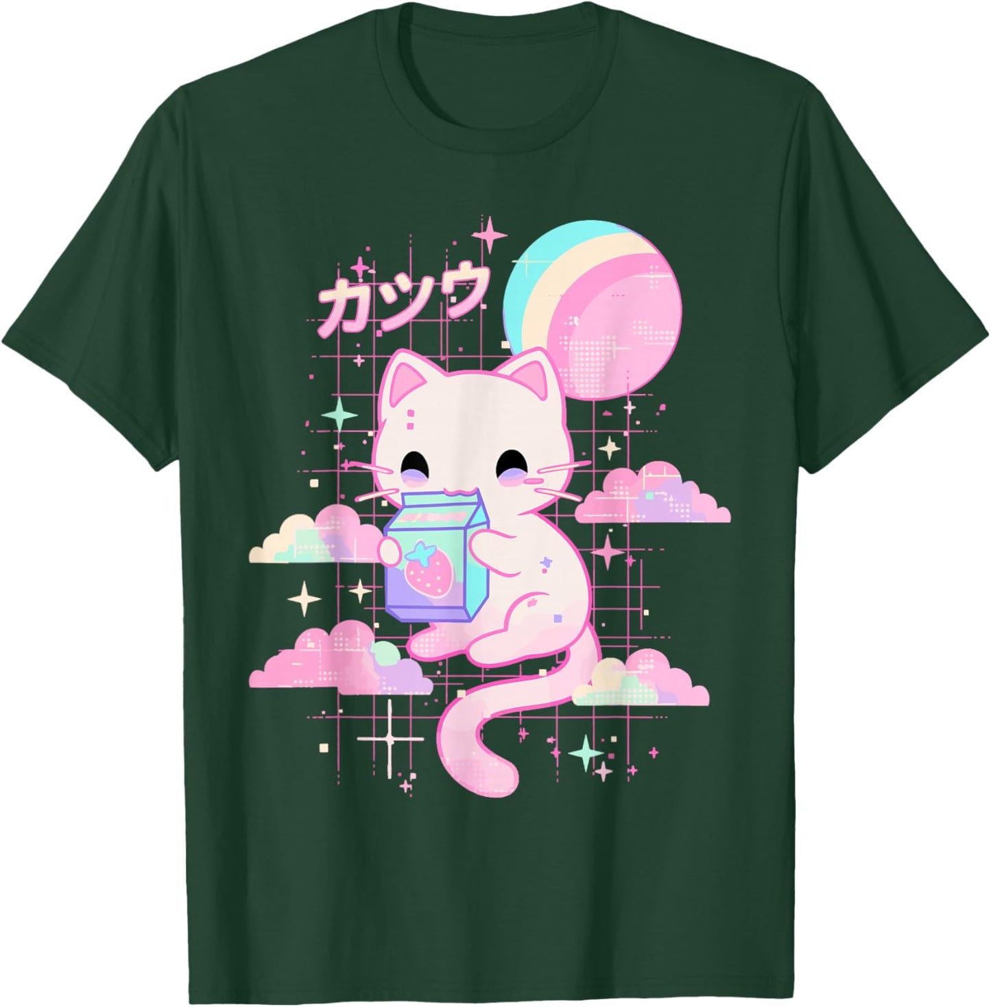 Cat Strawberry Milk Anime 90s Japanese Cat Japan T-Shirt - T-Shirt | Forest