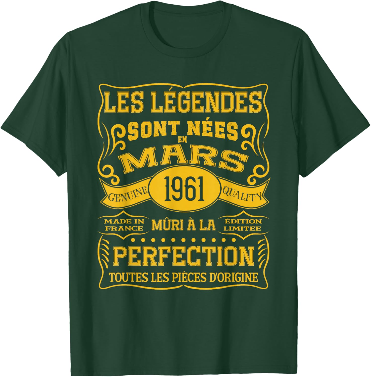 65 Ans Anniversaire Homme Femme Mars 1961 déco drôle Cadeau T-Shirt - T-Shirt | Forest