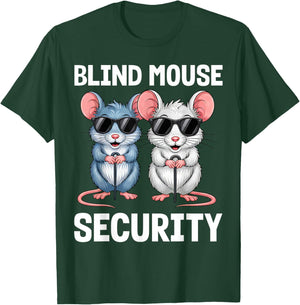 Blind Mouse Security Mice Humor Sunglasses Cartoon Fun Cane T-Shirt - T-Shirt | Forest
