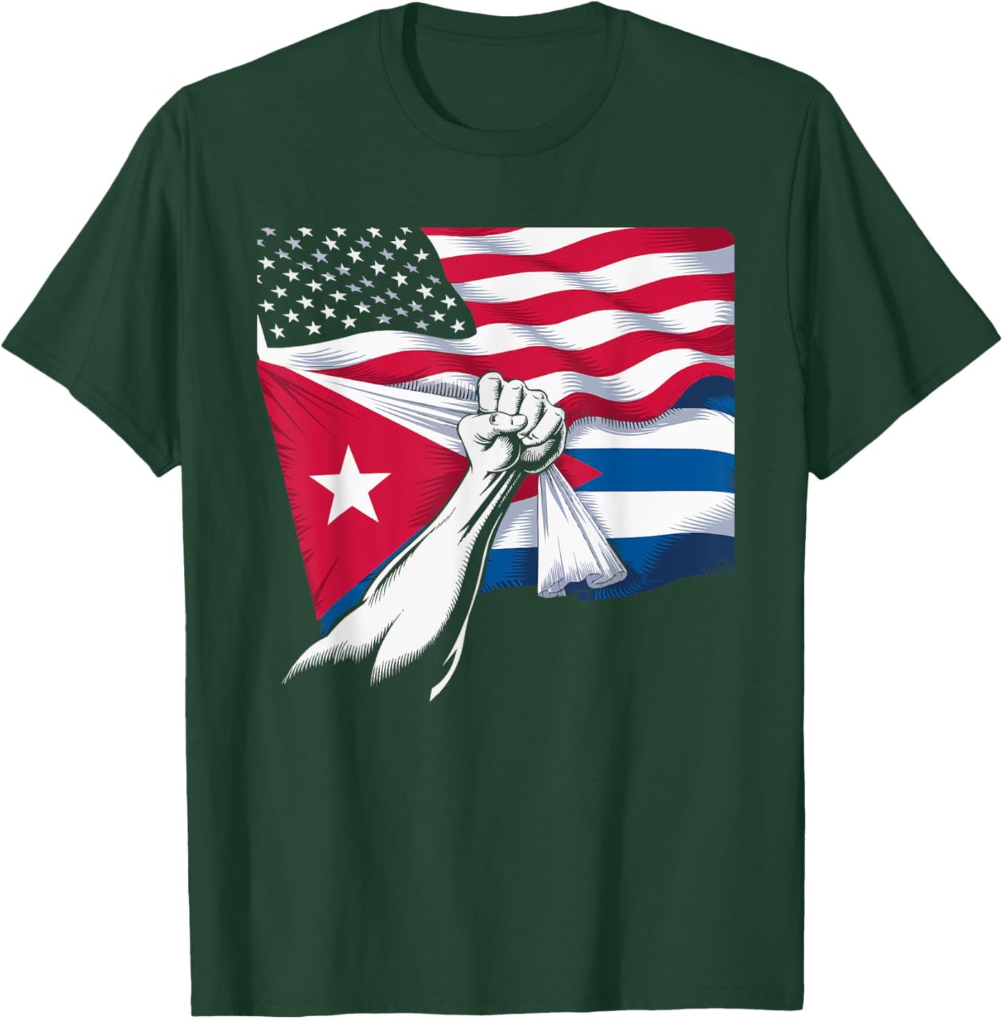 Half Cuban Half American Country USA Flag Cuba America T-Shirt - T-Shirt | Forest