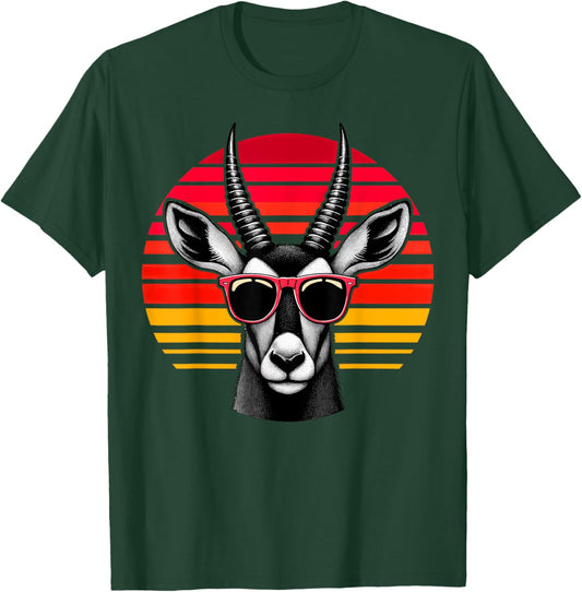 Sable Antelope Retro Vintage Sunset Animal Sunglasses 70s T-Shirt - T-Shirt | Forest