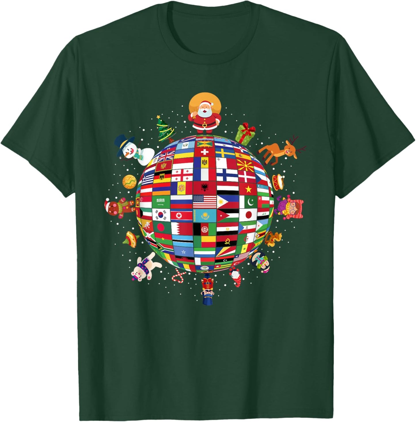 Flags Of The World Christmas Around The Globe T-Shirt - T-Shirt | Forest