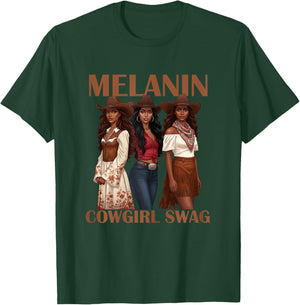 Let's Go Girls Retro Western Country Melanin Cowgirl Swag T-Shirt - T-Shirt | Forest