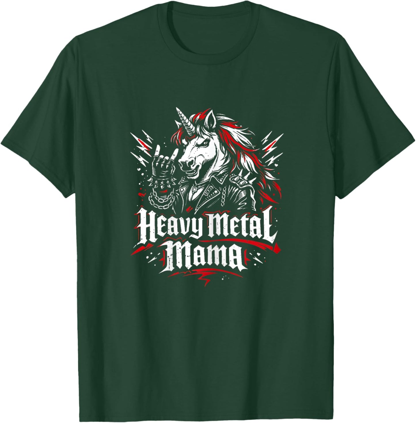 Heavy Metal Mama Rock Musik Festival Muttertag Einhorn T-Shirt - T-Shirt | Forest