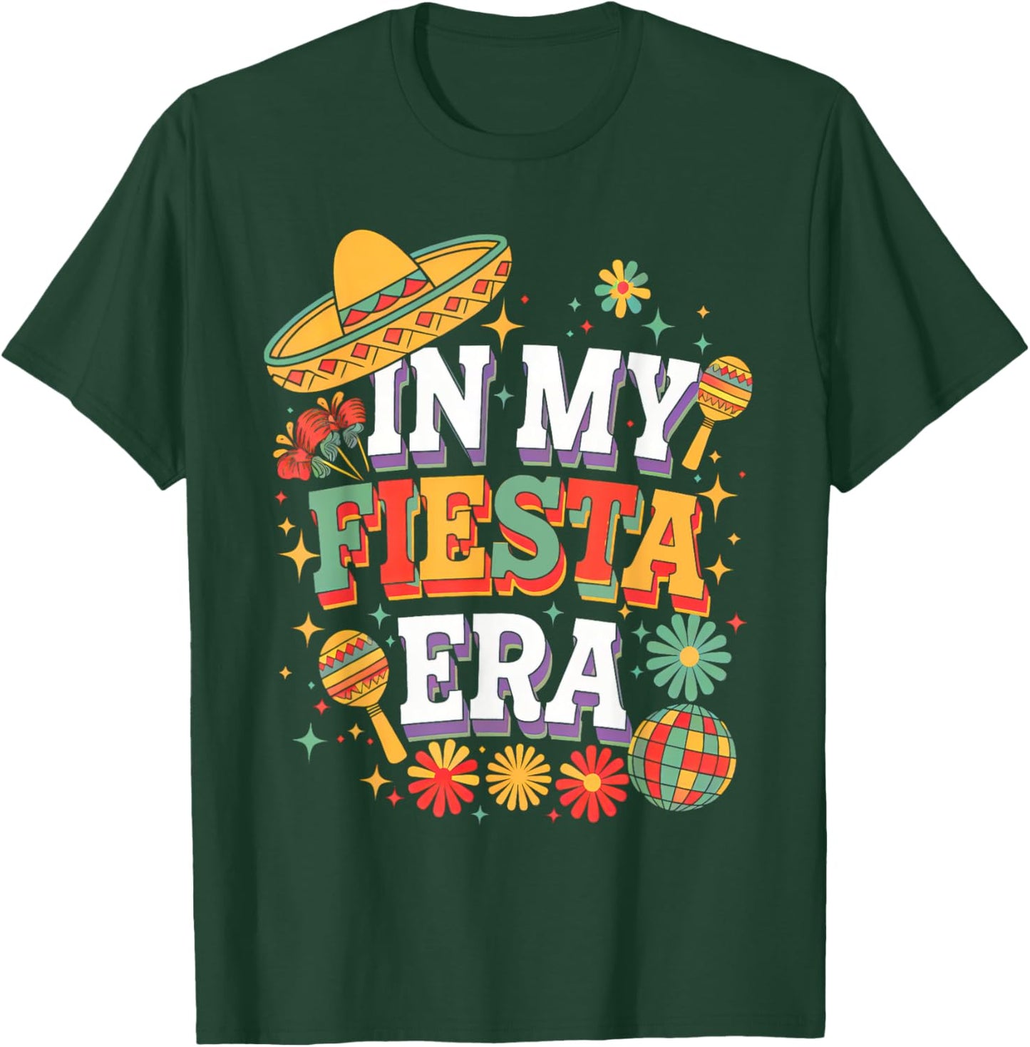 In My Fiesta Era Retro Cinco De Mayo Groovy Girls T-Shirt - T-Shirt | Forest