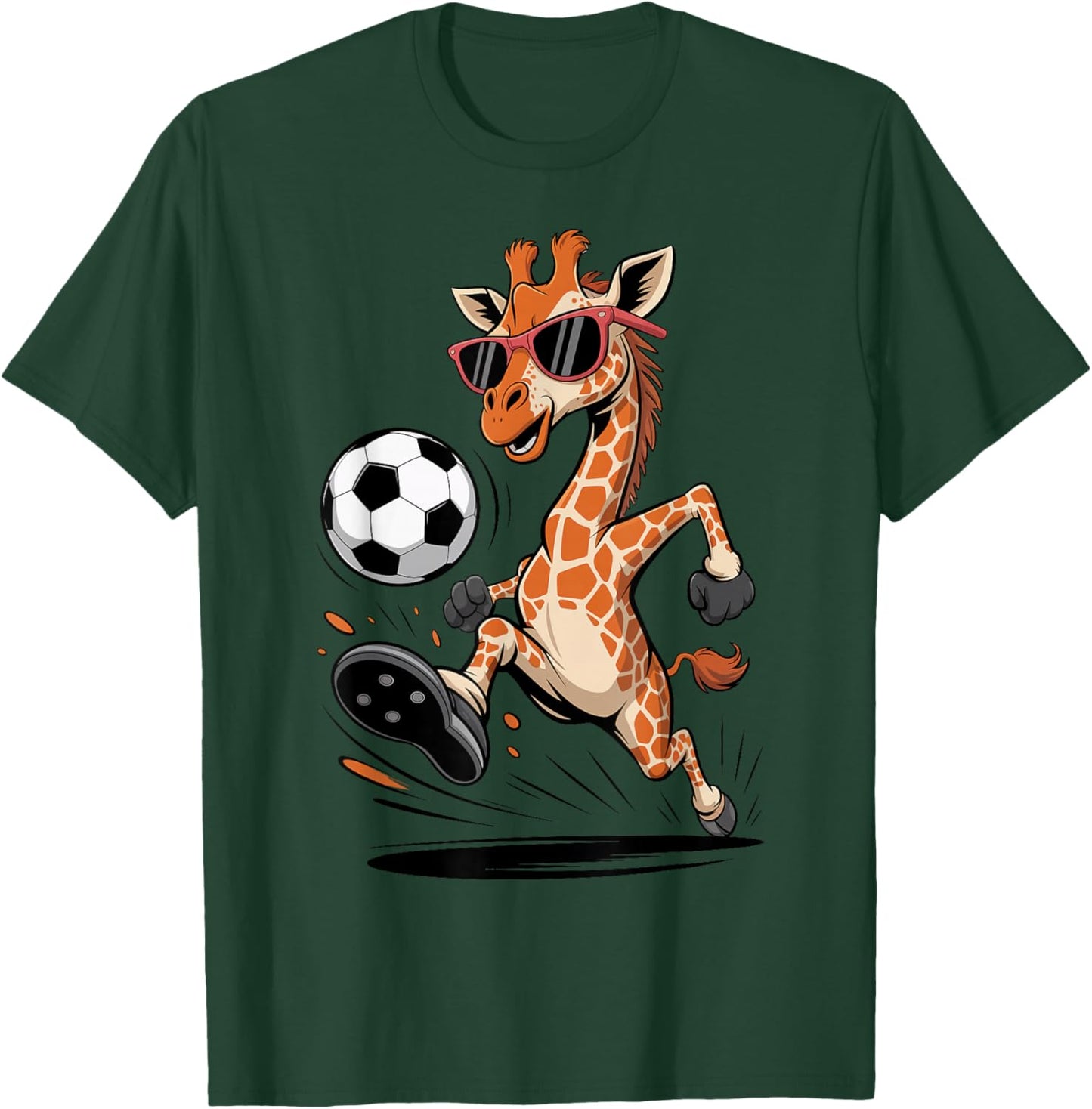 Funny Giraffe Playing Soccer Ball Artwork Cool Animal T-Shirt - T-Shirt | Forest