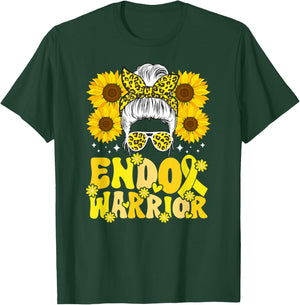 Endo Warrior Messy Bun Endometriosis Awareness Month T-Shirt - T-Shirt | Forest