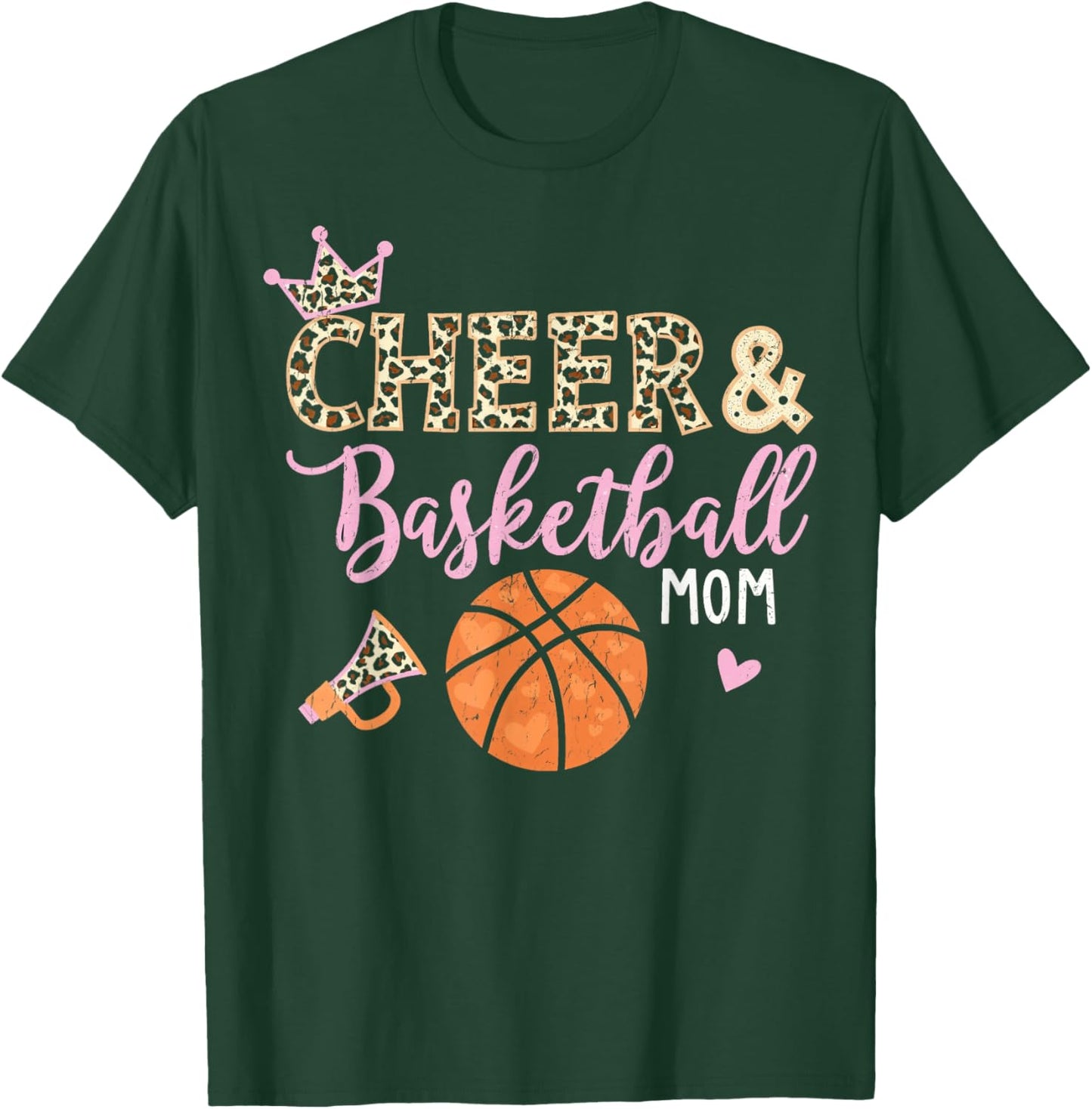 Funny Basketball And Cheer Mom Basketball Cheer Mom T-Shirt - T-Shirt | Forest