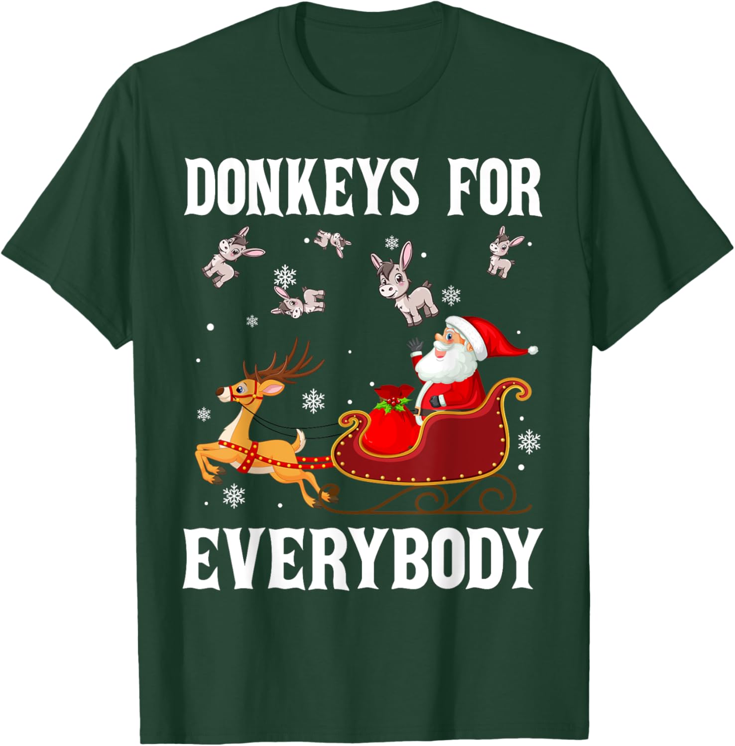 Donkeys For Everybody Christmas Santa Claus Donkey Xmas T-Shirt - T-Shirt | Forest
