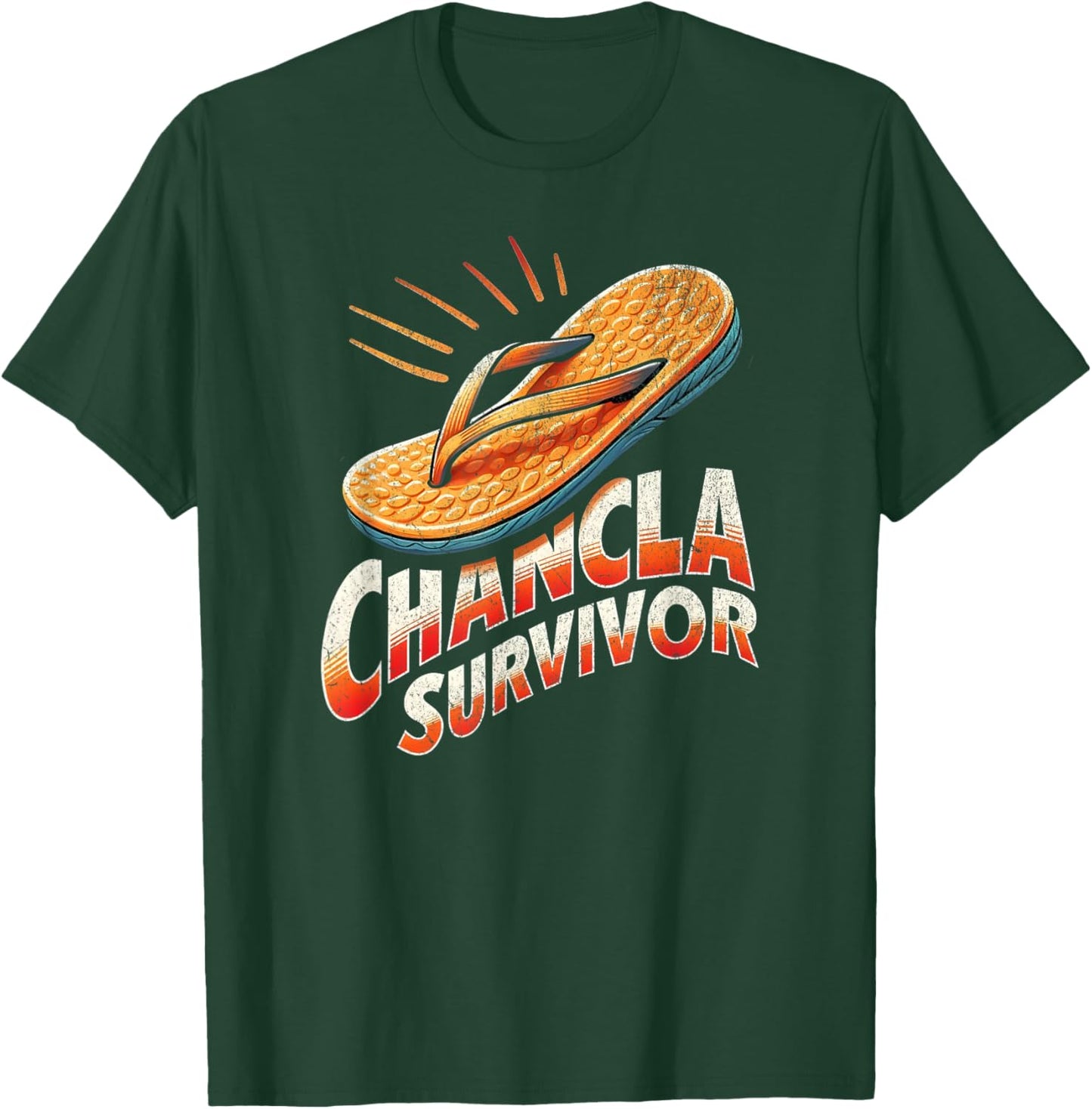 Chancla Survivor Funny Sarcastic Vintage Latino T-Shirt - T-Shirt | Forest