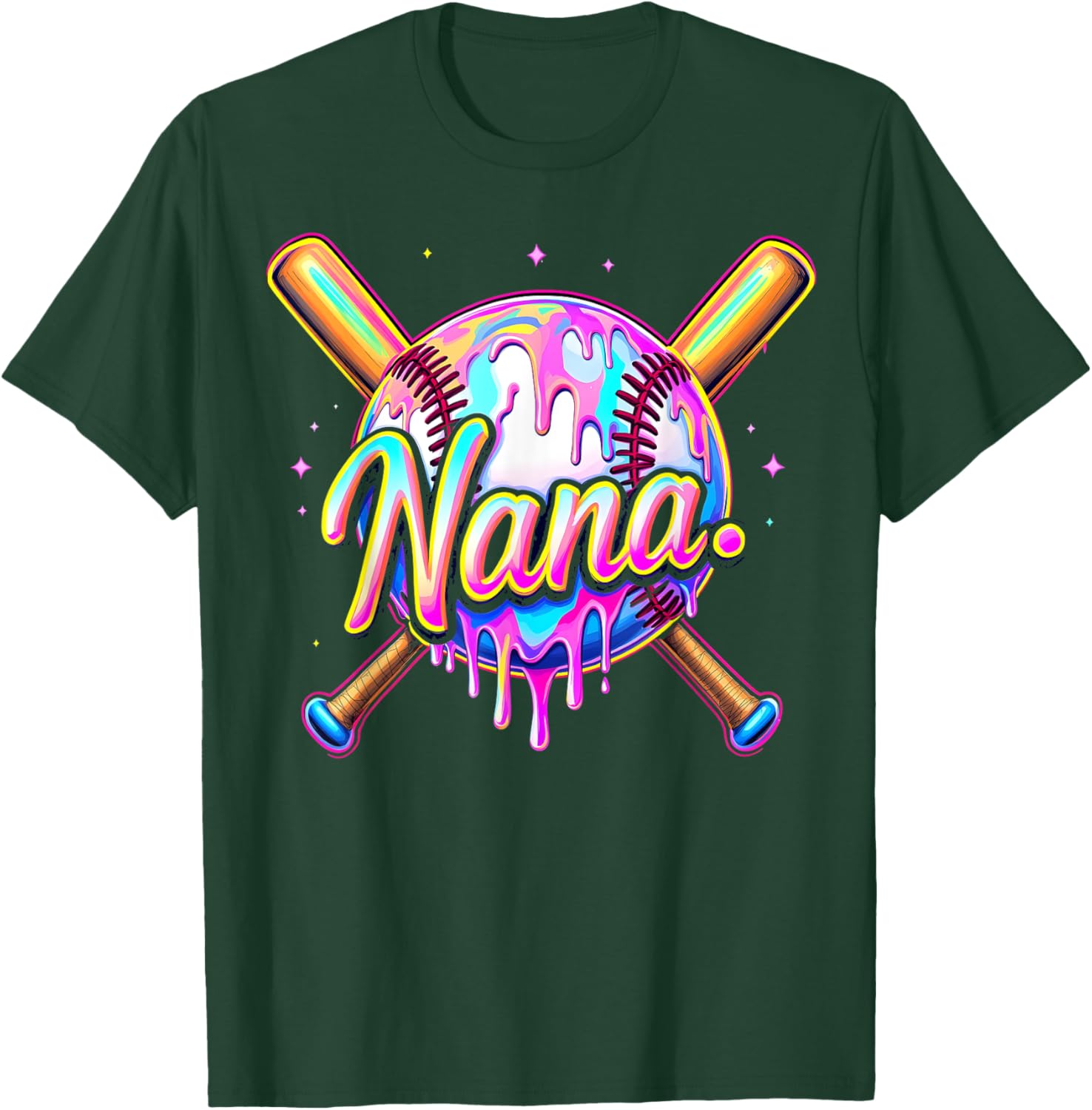 Baseball Drip Nana Cute Tie Dye Baseball Women Mother's Day T-Shirt - T-Shirt | Forest
