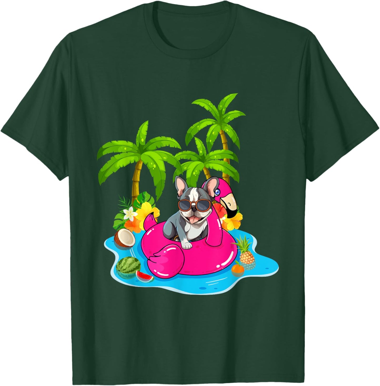 French Bulldog chillin tropical drink summer beach vacation Women Kids T-Shirt - T-Shirt | Forest