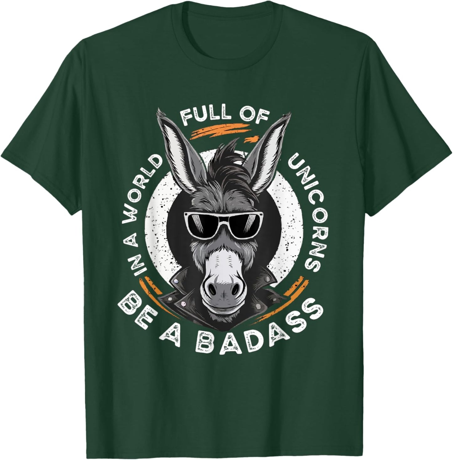 Animal Lover World Of Unicorns Badass Donkey T-Shirt - T-Shirt | Forest