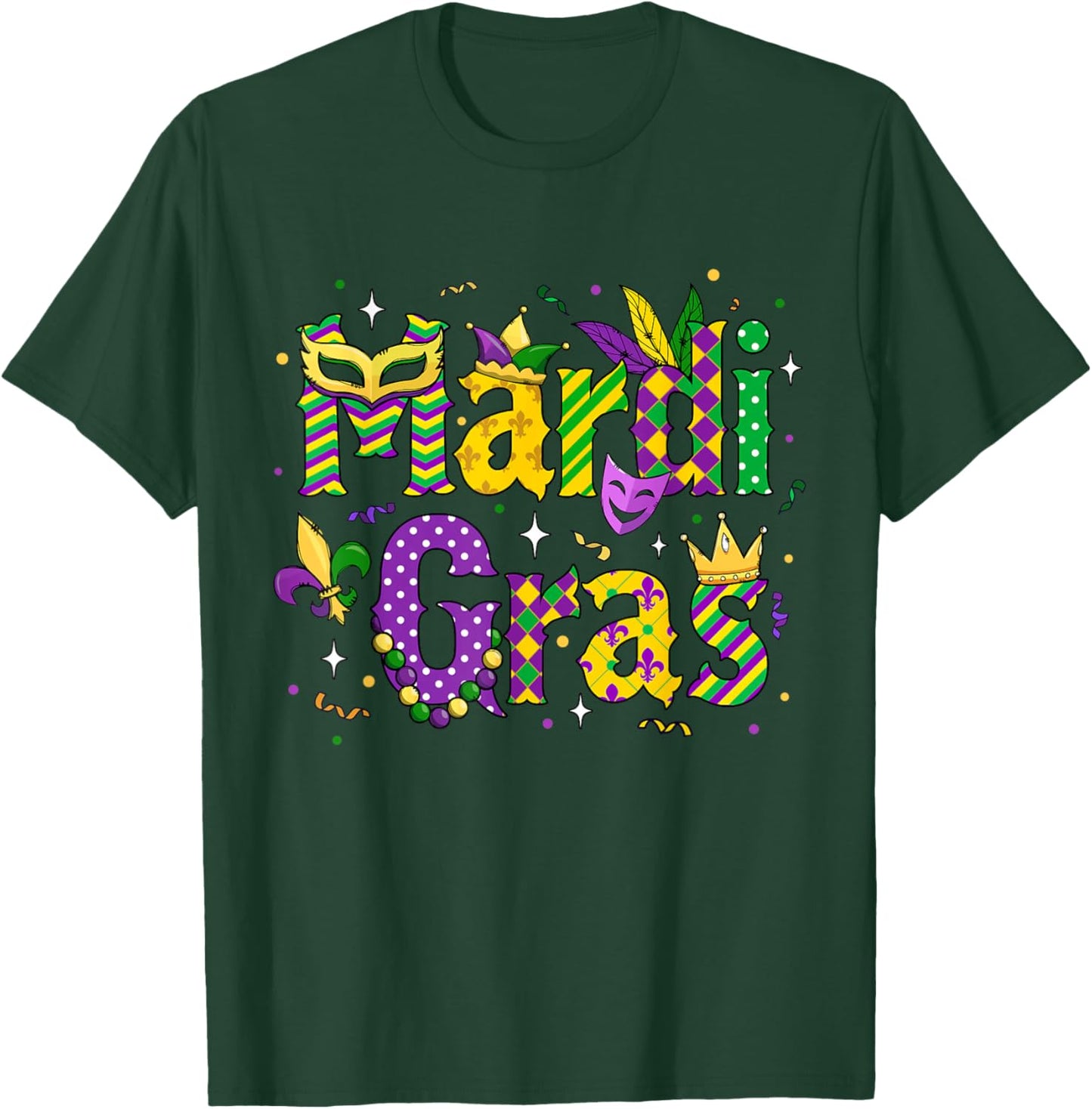 Funny Mardi Gras Parade Outfit Jester Hat Men Women Kids T-Shirt - T-Shirt | Forest