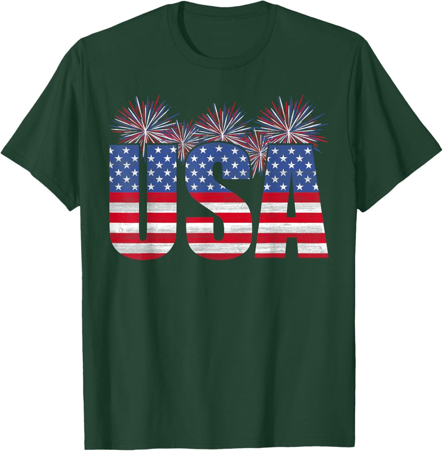 American Patriotic USA Men Women Flag USA Freedom T-Shirt - T-Shirt | Forest