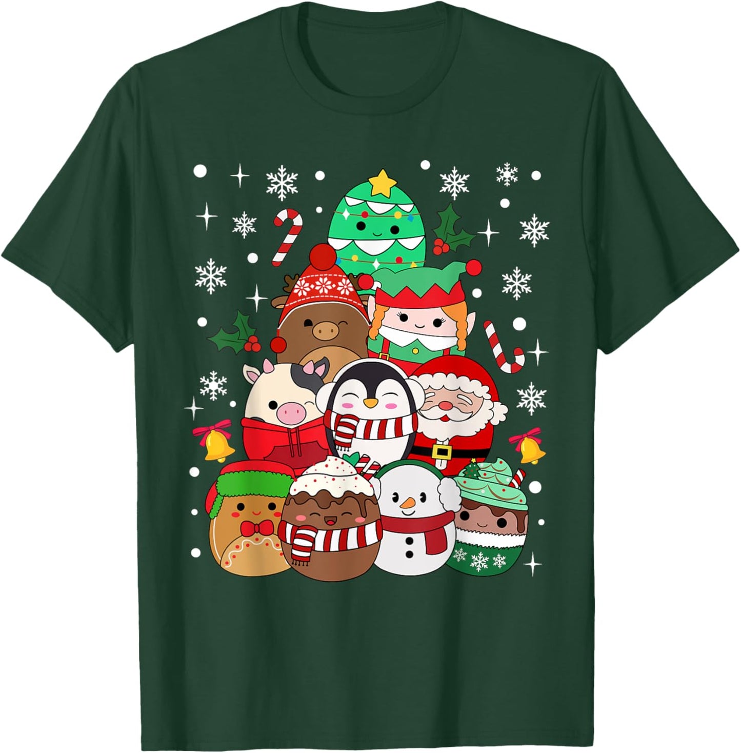 Squish Squad Merry Christmas Great Gifts Cute Kids Family T-Shirt - T-Shirt | Forest