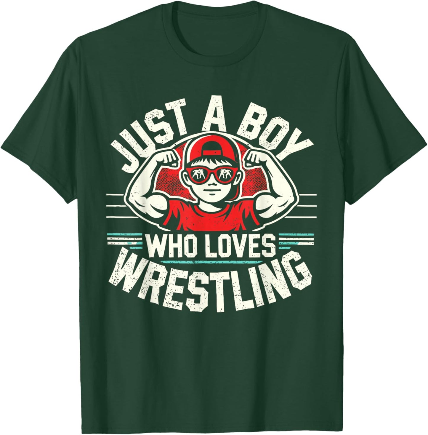 Just A Boy Who Loves Wrestling | Jungen & Kinder | Wrestler T-Shirt - T-Shirt | Forest