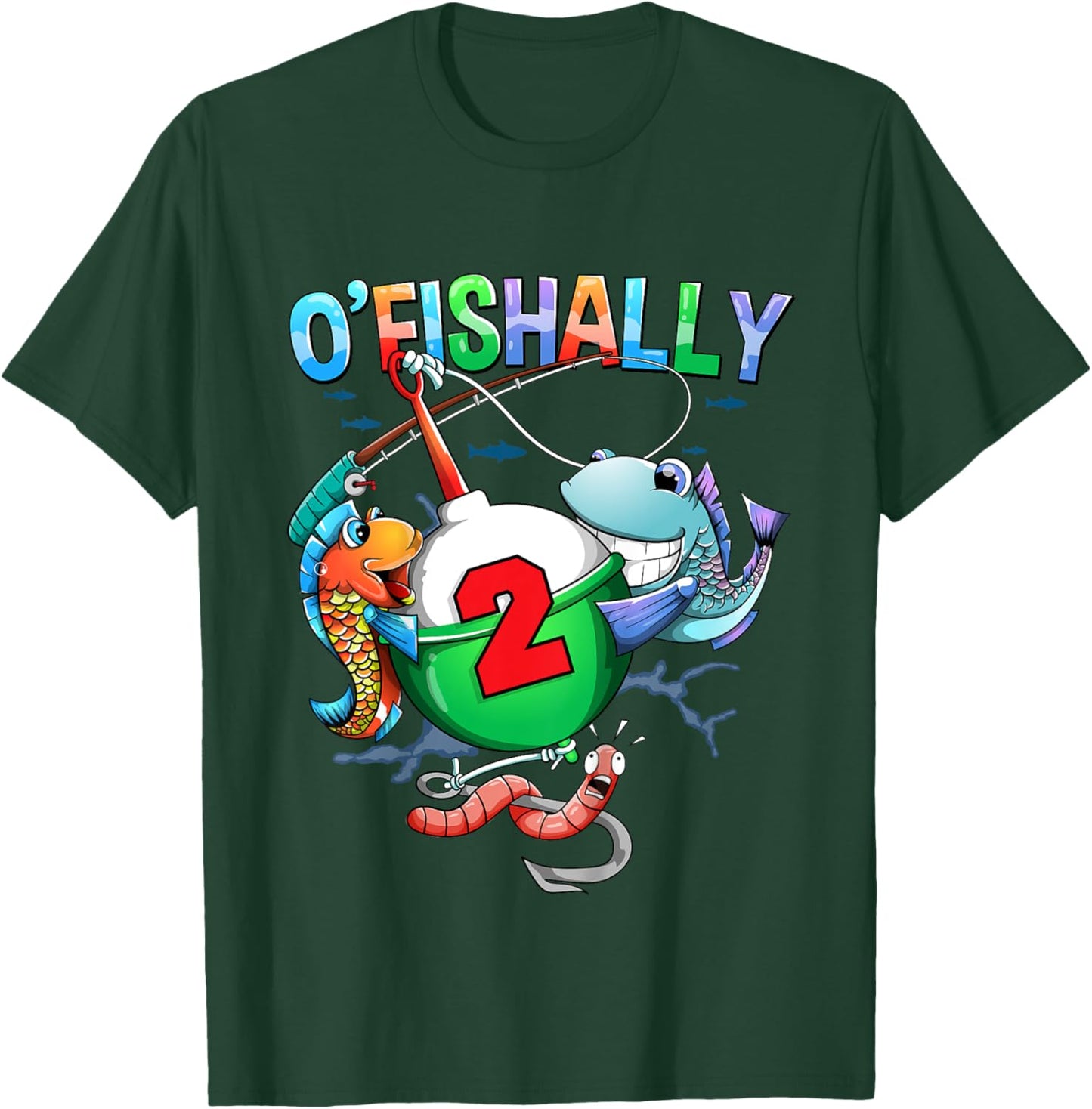 O'Fishally 2 Years Old 2nd Birthday Fishing Little Fisherman T-Shirt - T-Shirt | Forest
