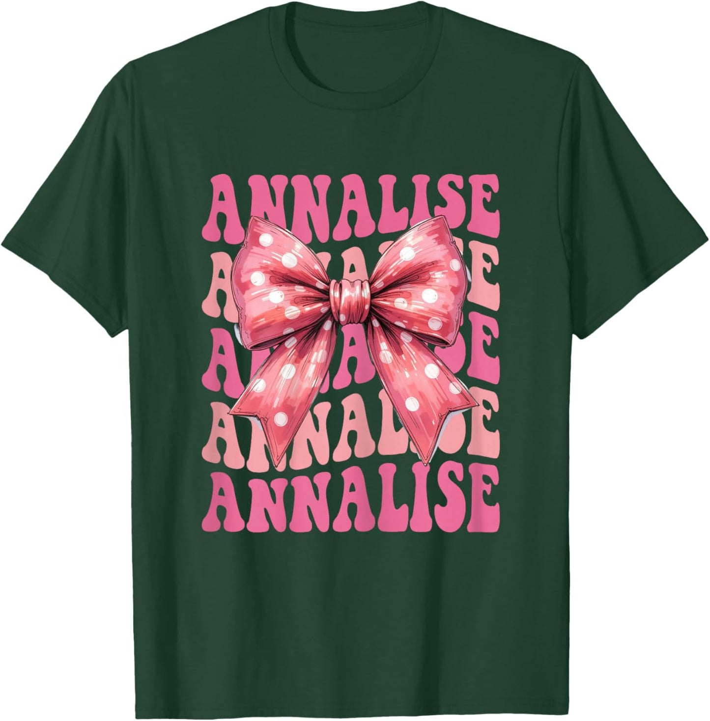 Annalise Name Coquette Bow Aesthetic Girls T-Shirt - T-Shirt | Forest