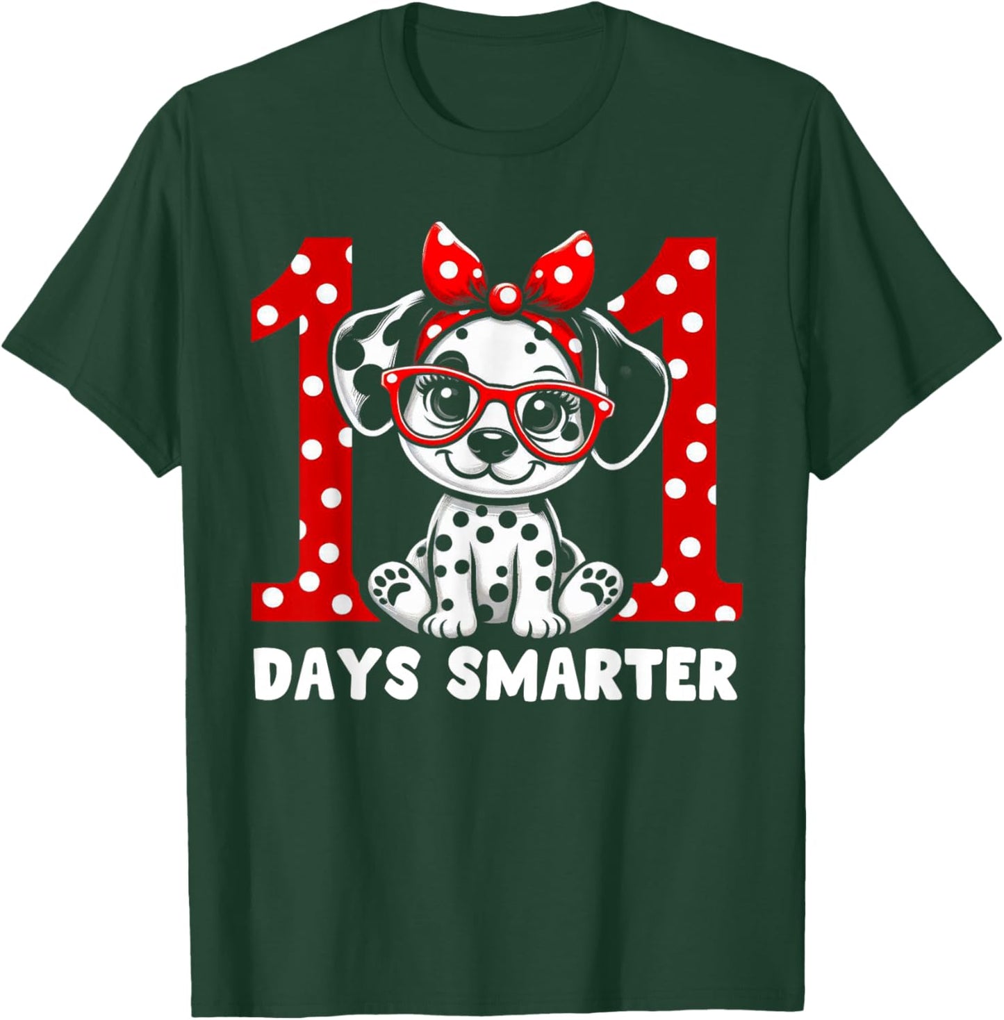 100 Days Smarter 100st Day School Dalmatian Dog Teacher Kids T-Shirt - T-Shirt | Forest