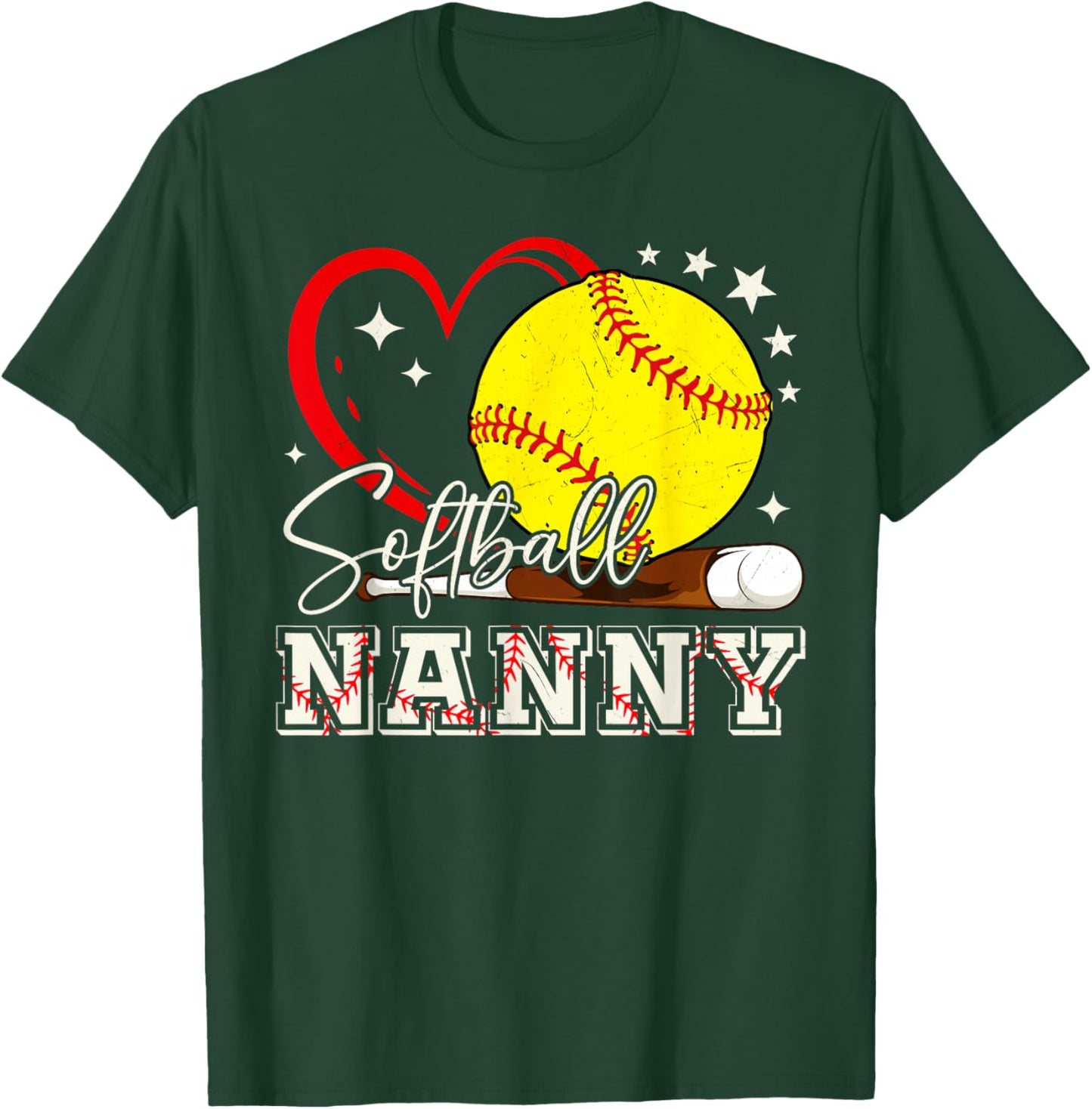 Softball Nanny Family Matching Cute Softball Lover T-Shirt - T-Shirt | Forest
