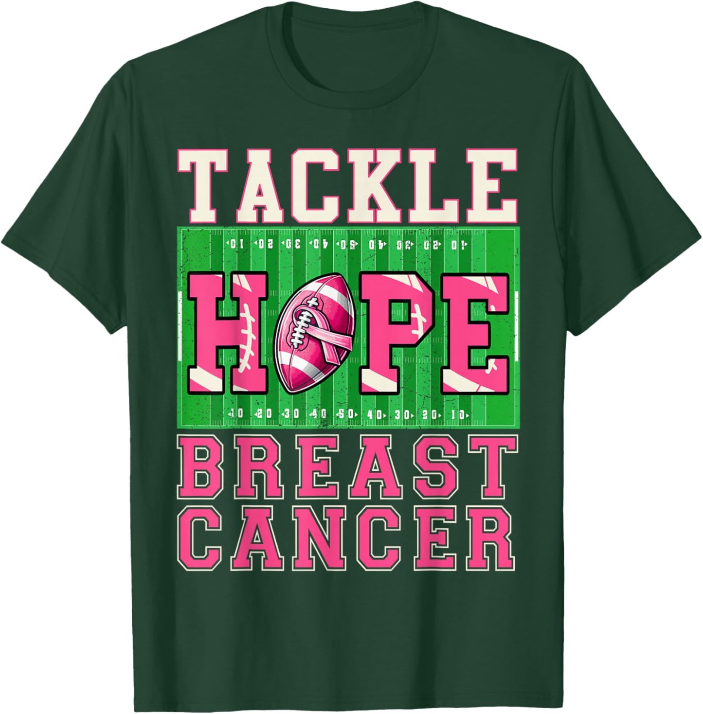 Tackle Breast Cancer Awareness Football Women Boys Kids T-Shirt - T-Shirt | Forest