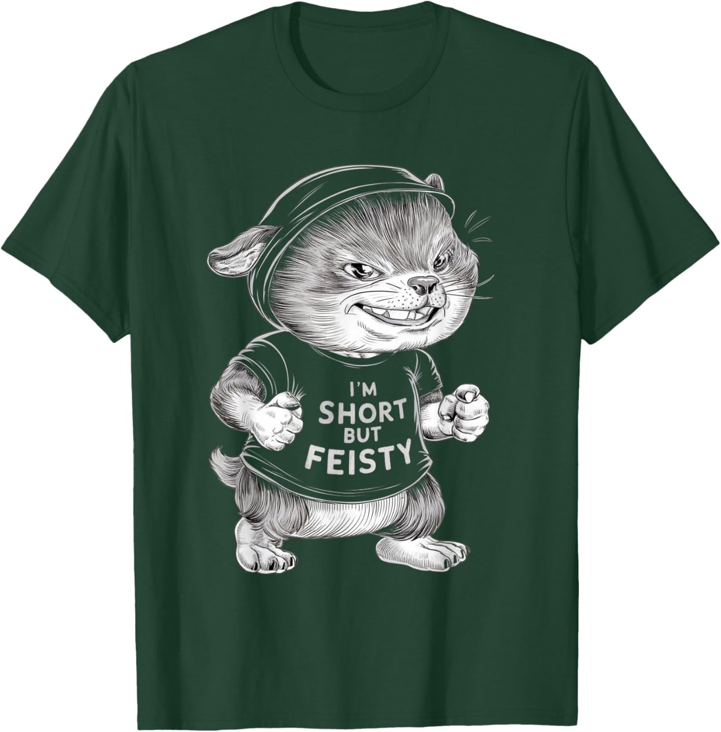 funny short quote, I'm short but feisty, Cool little person T-Shirt - T-Shirt | Forest