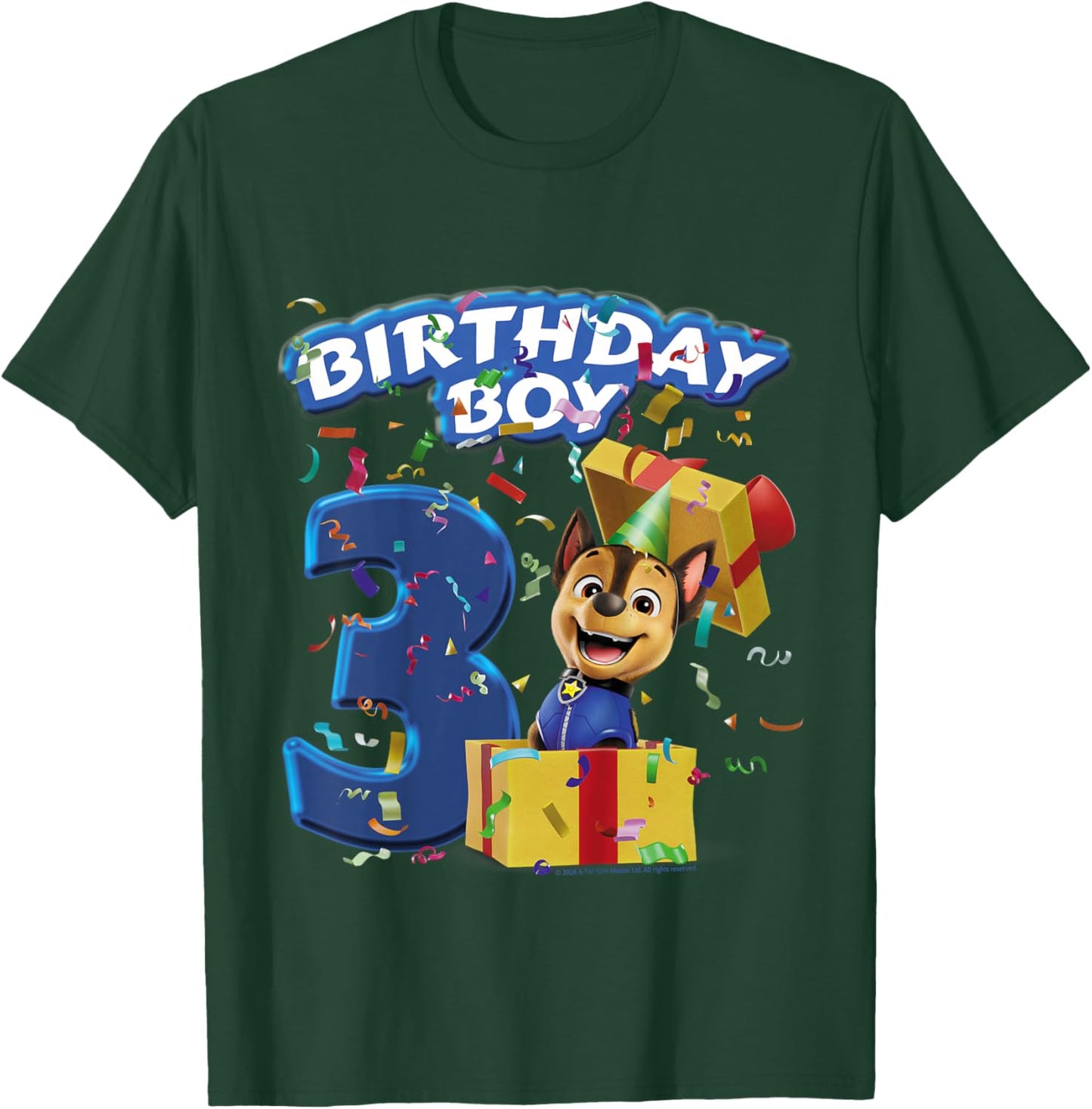 Official Paw Patrol Chase Birthday Boy Age 3 T-Shirt - T-Shirt | Forest