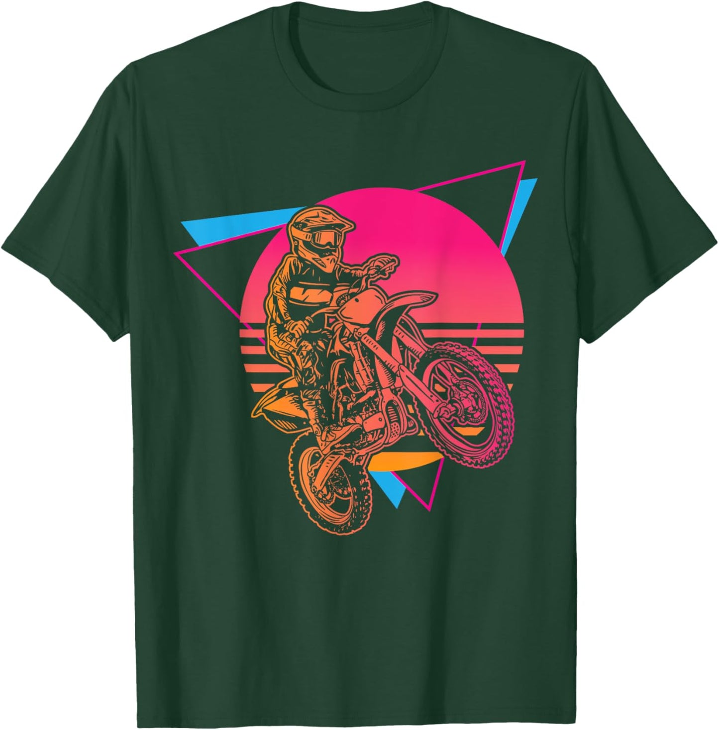 Retro Motocross Rider Vintage Dirt Bike MX Racer Off-Road T-Shirt - T-Shirt | Forest