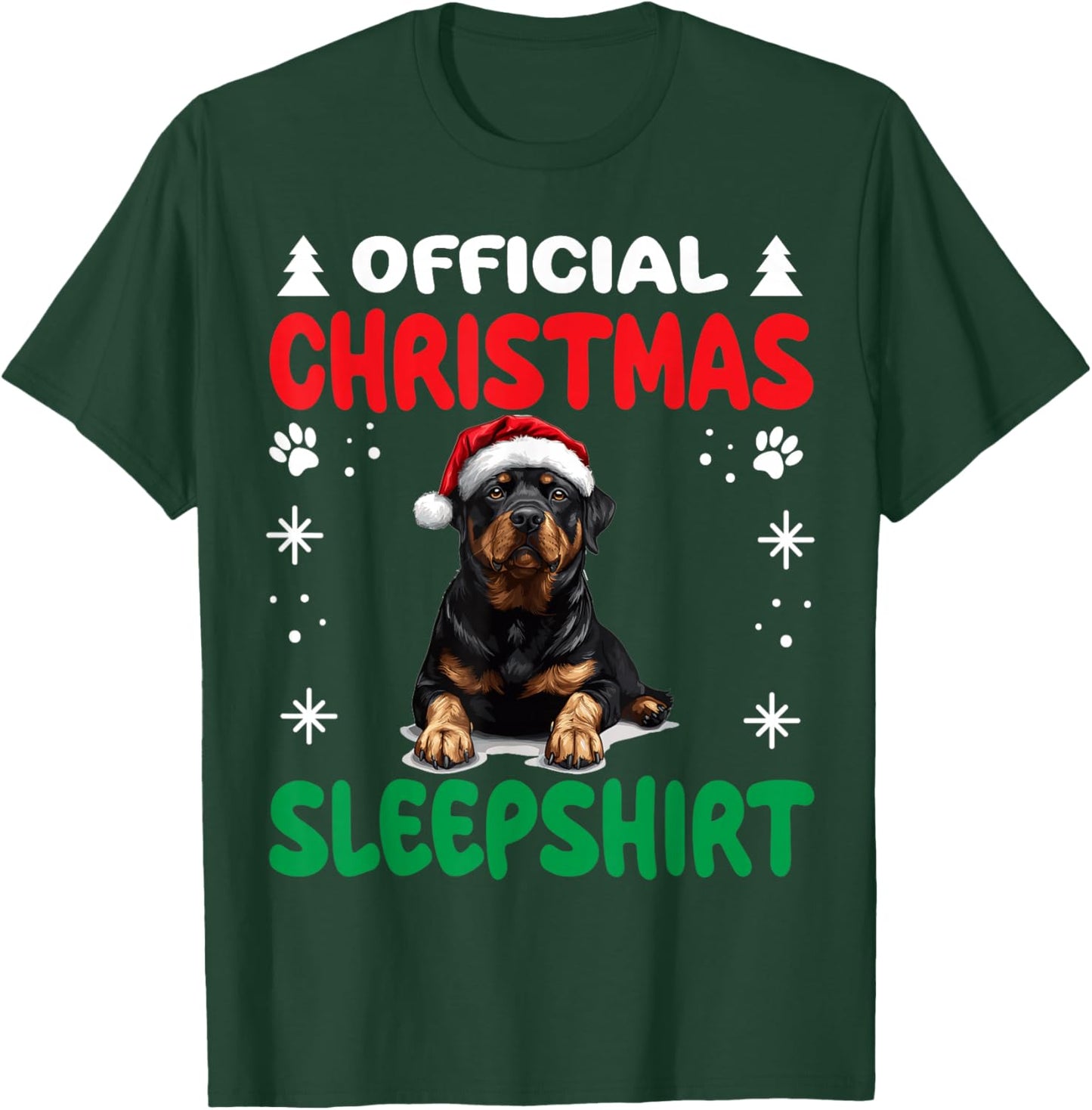 Rottweiler dog Dog Christmas Pajama Official Christmas T-Shirt - T-Shirt | Forest