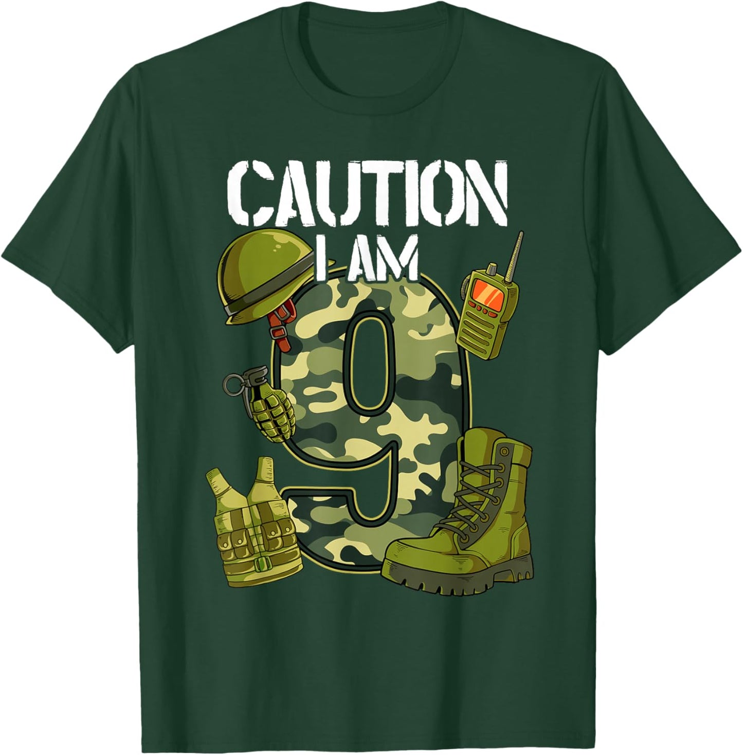 9th Birthday Army T-Shirt - T-Shirt | Forest