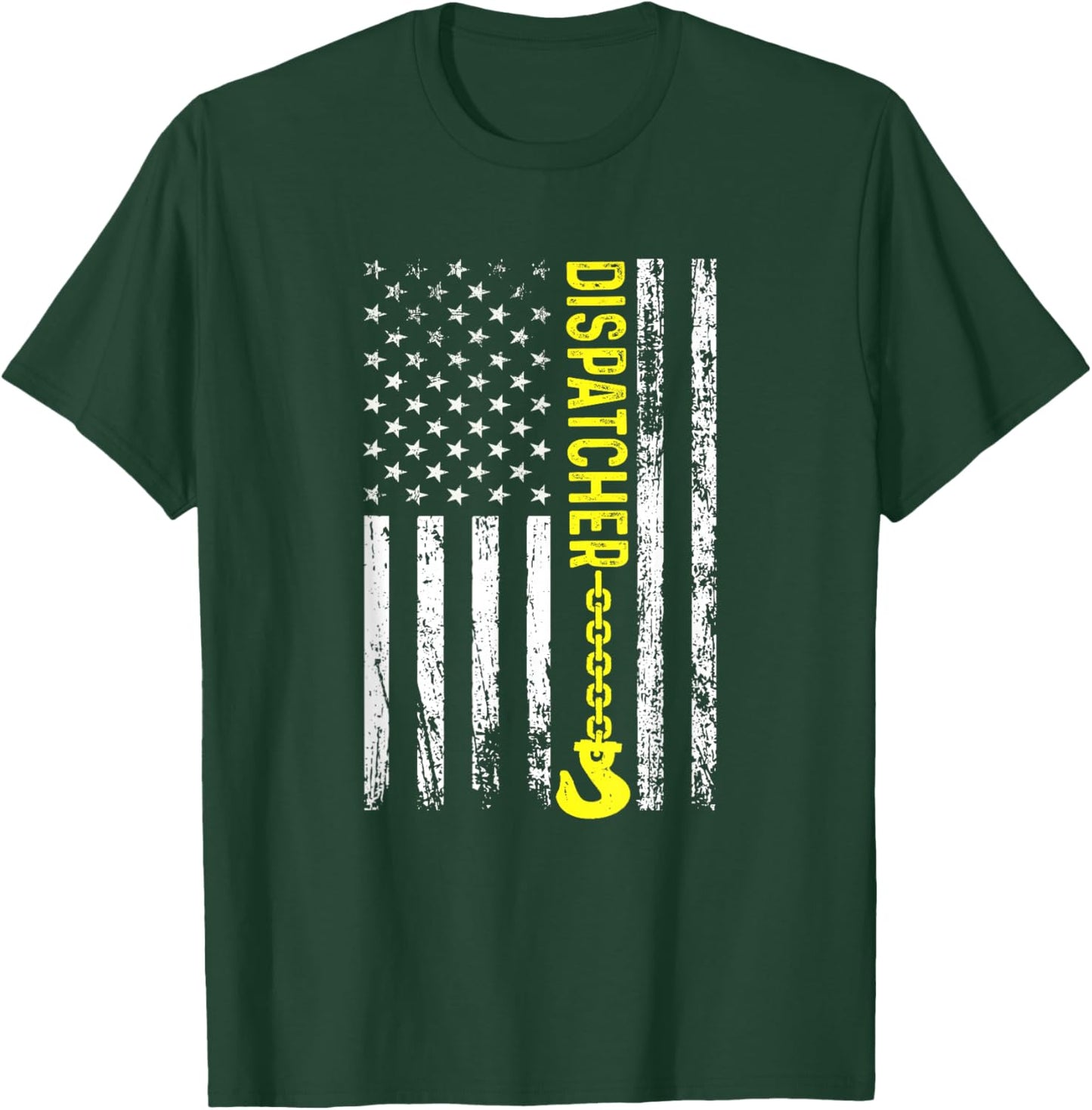 Tow Truck Dispatcher USA Flag Thin Yellow Line T-Shirt - T-Shirt | Forest