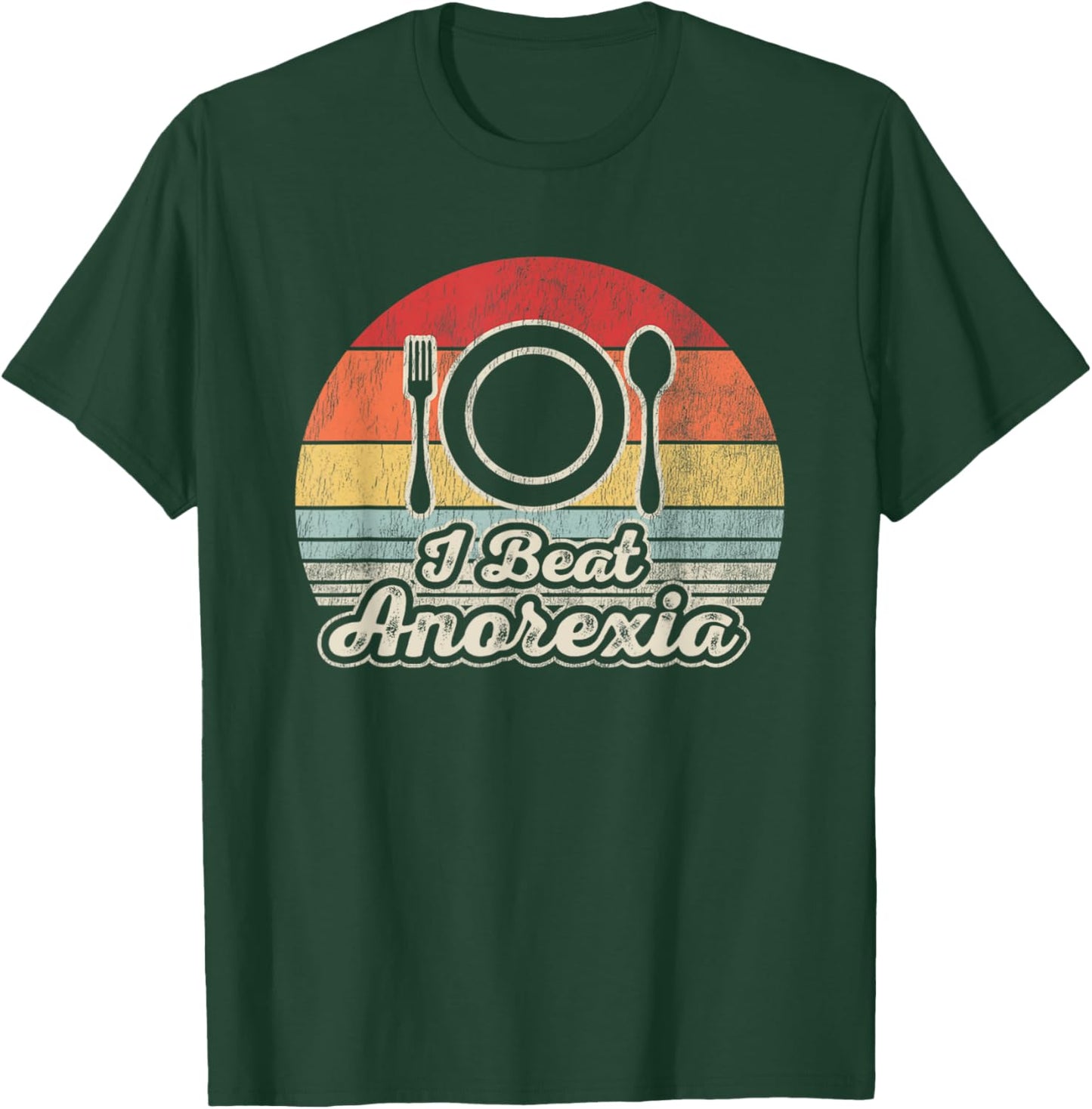 I Beat Anorexia Retro Humor Fork Spoon T-Shirt - T-Shirt | Forest