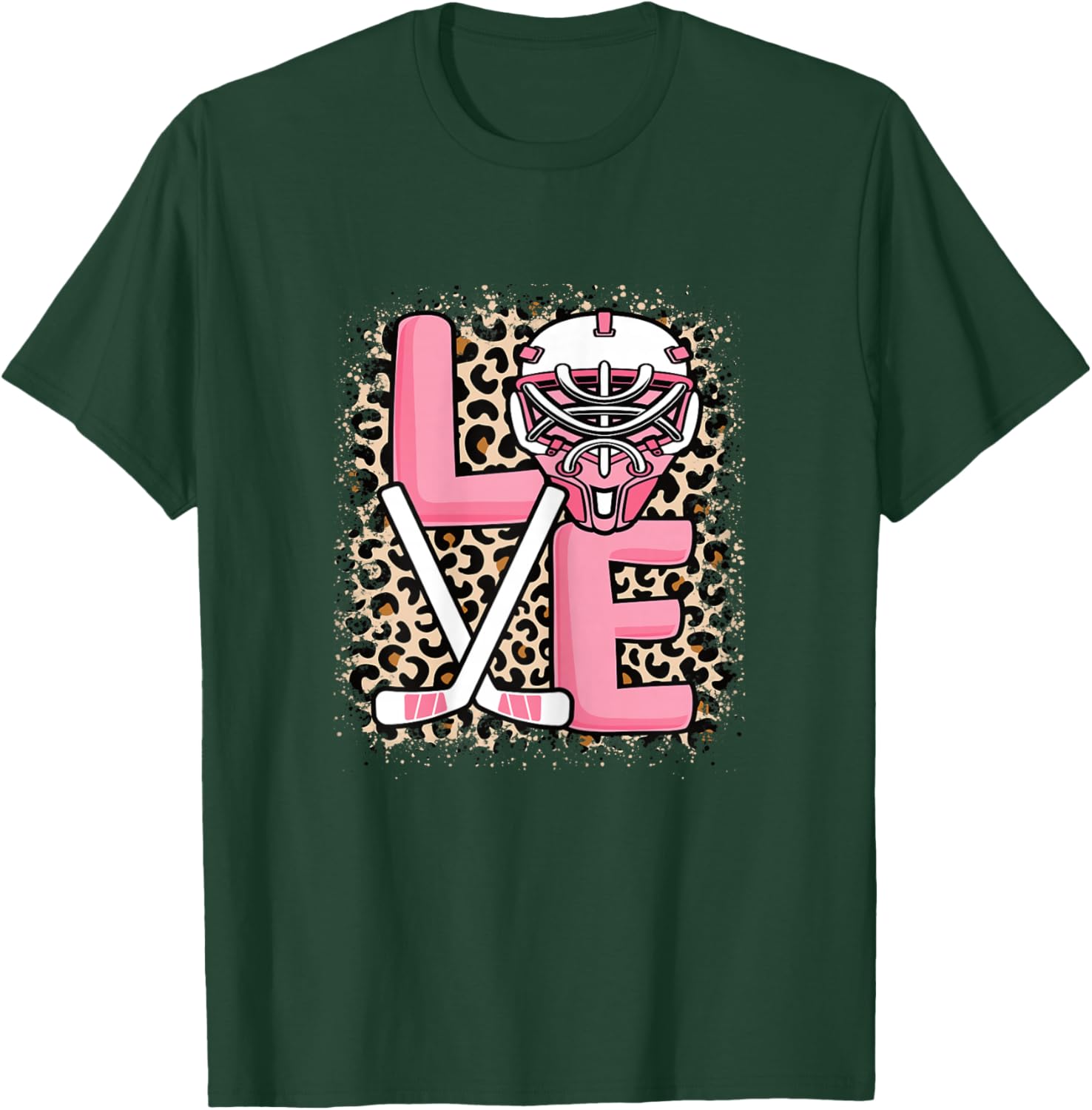 Cute Ice Hockey Love Hockey Player Women Girls Kids T-Shirt - T-Shirt | Forest