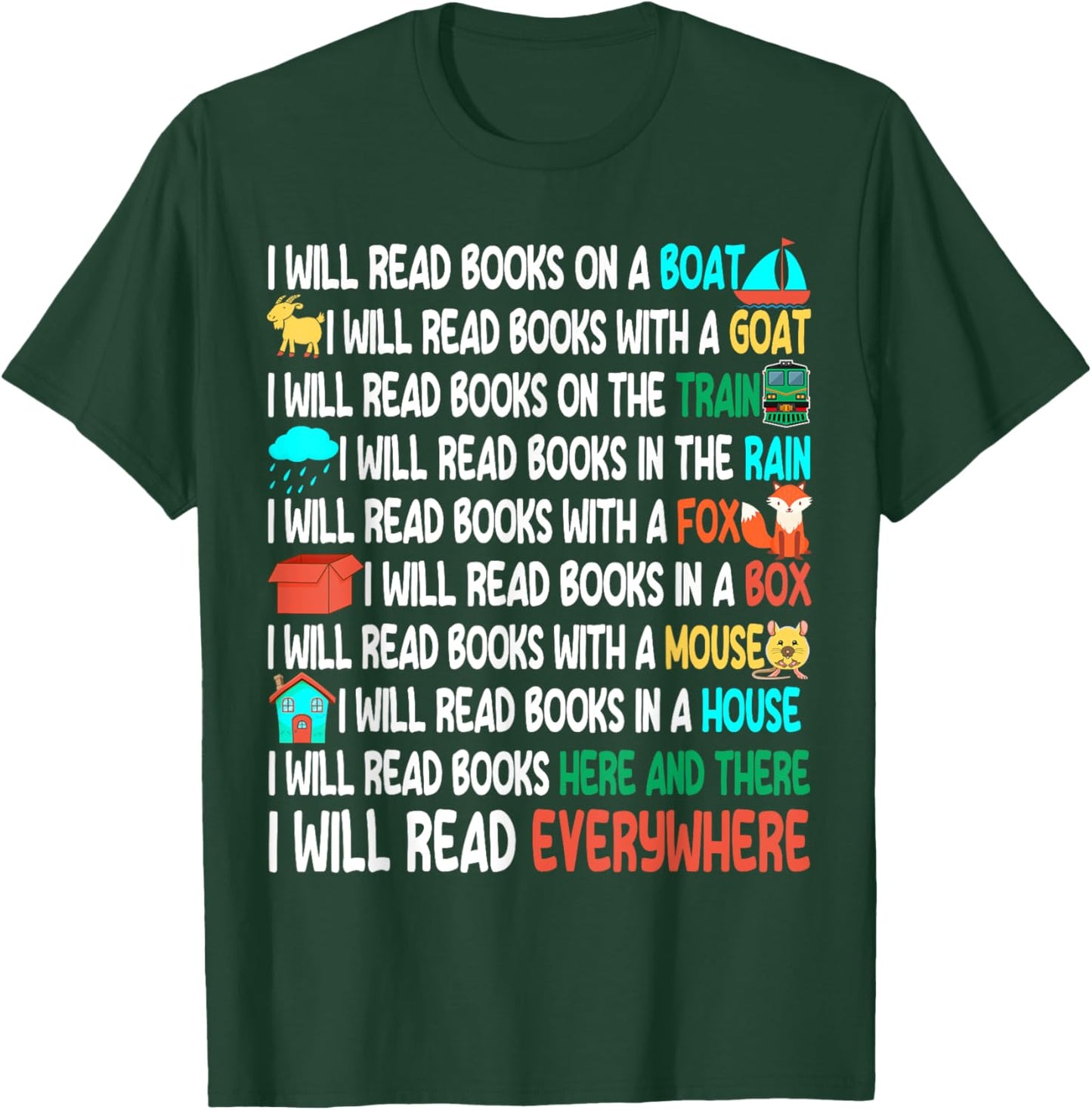 I Will Read Books On A Boat & Everywhere Reading Book T-Shirt - T-Shirt | Forest
