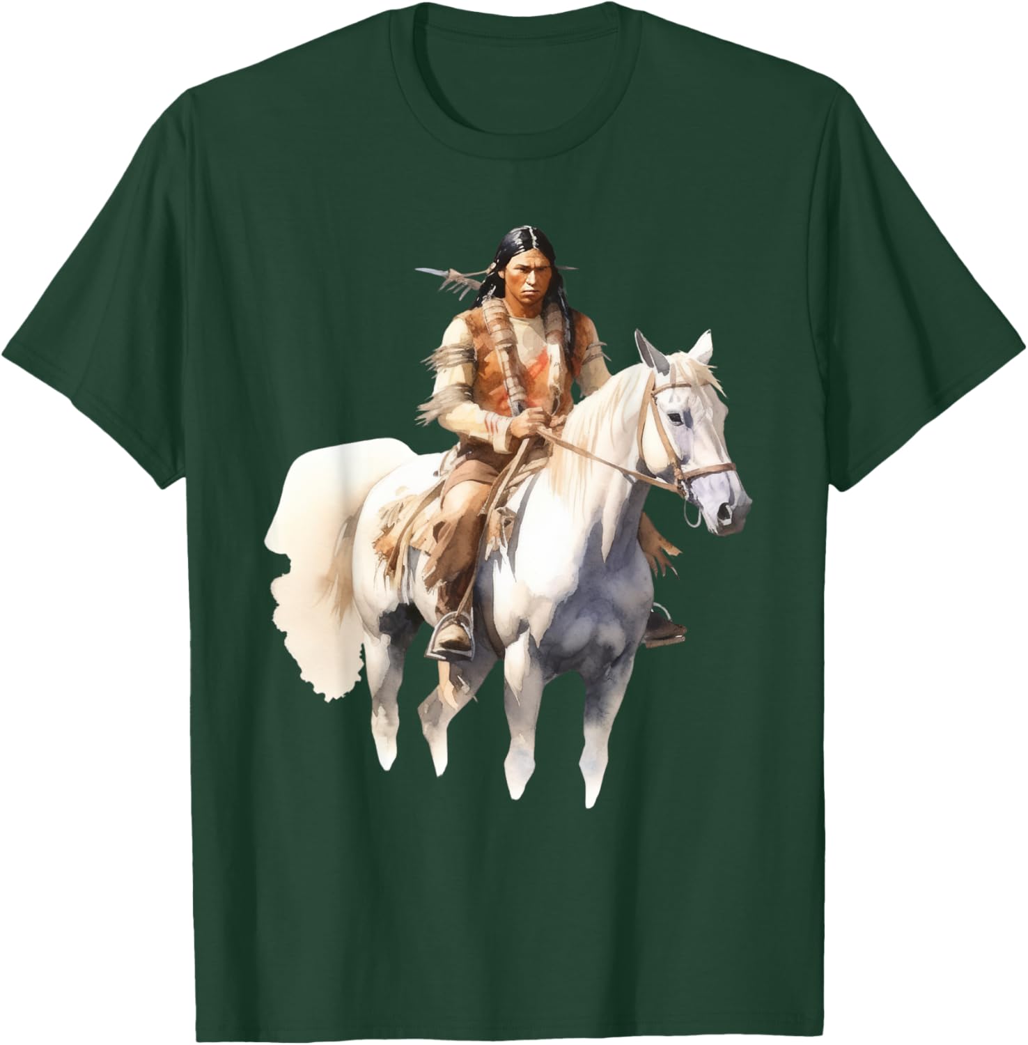 Native American Horse Rider Native Indian Tribe Art Heritage T-Shirt - T-Shirt | Forest