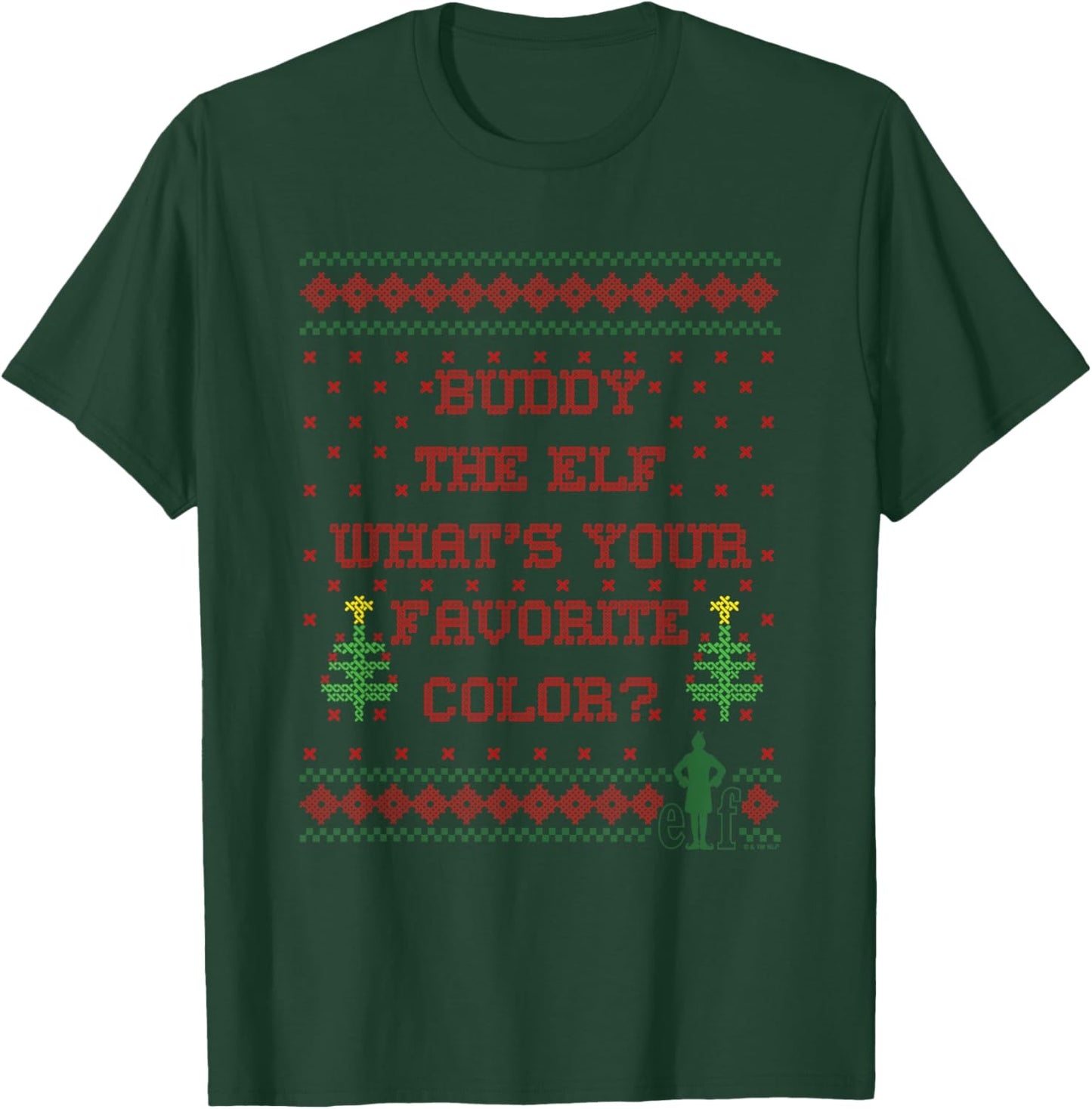 Elf What's Your Favorite Color Faux Sweater T-Shirt - T-Shirt | Forest