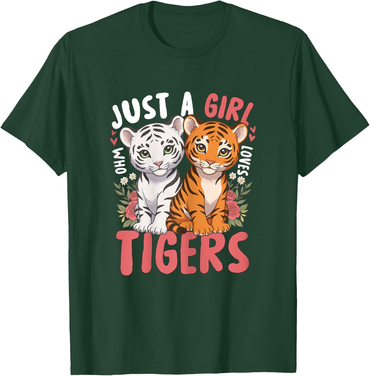 Just a Girl Who Loves Tigers Cute White Tiger T-Shirt - T-Shirt | Forest