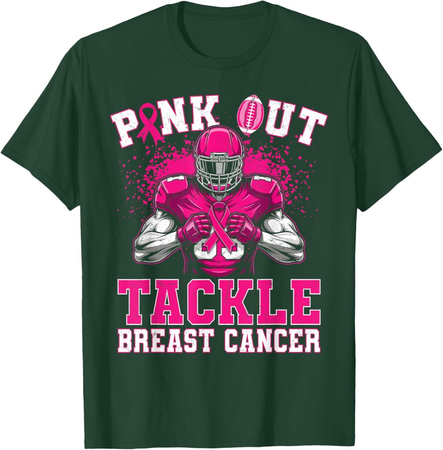 Pink Out Tackle Breast Cancer Awareness American Football T-Shirt - T-Shirt | Forest